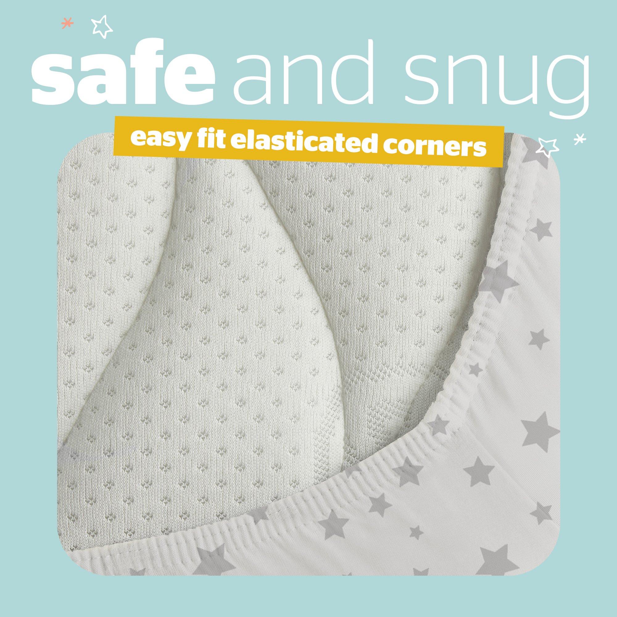 Grey Star - Silentnight - Safe Nights Cot Bed Fitted Sheet - 2 Pack - 5
