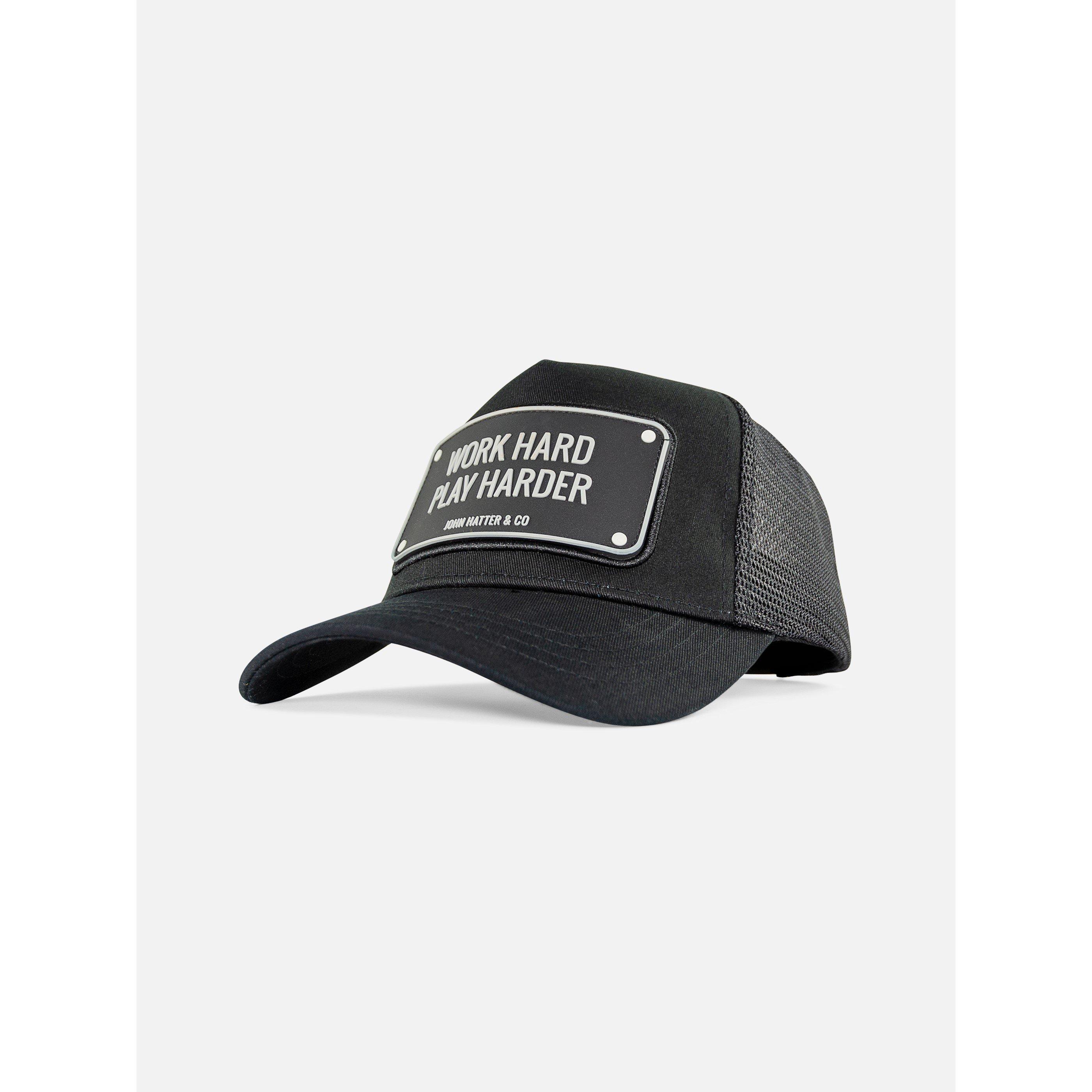 Zwart - John Hatter and CO - Work Hard Play Harder Trucker Cap - 1