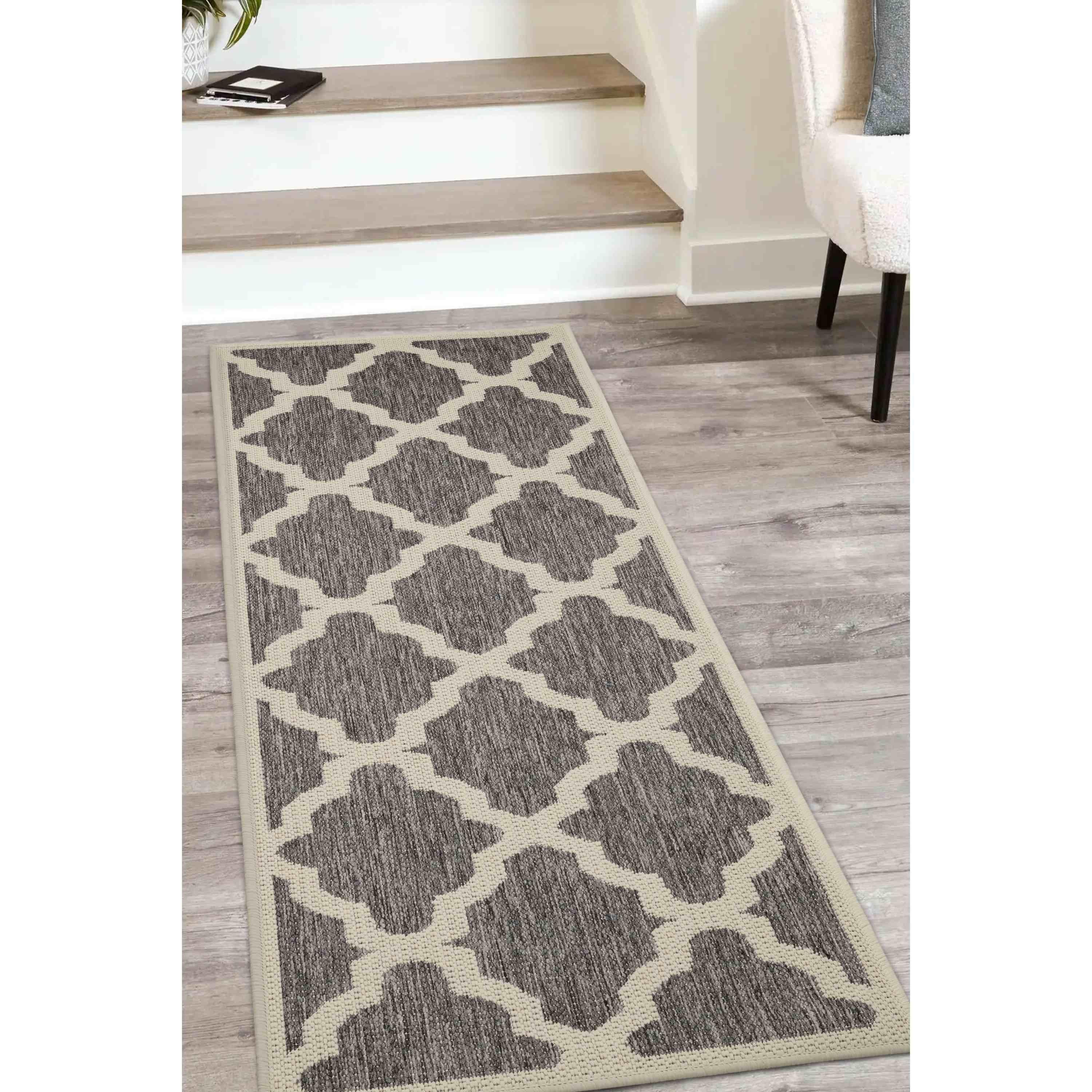 Grey - Homemaker - Trellis Gel Flatweave Rug Steel Grey - 5
