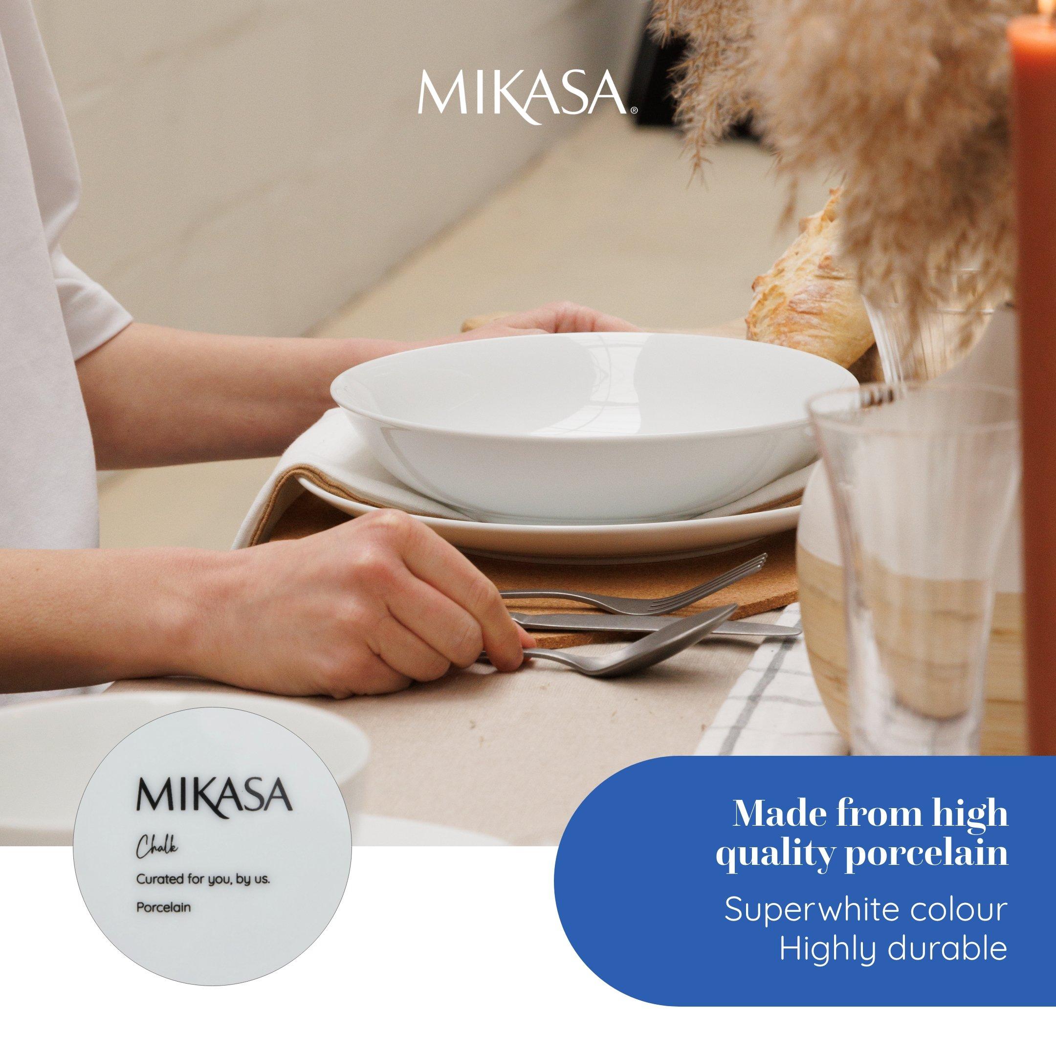 White - Mikasa - Mikasa Chalk Porcelain Pasta Bowls - 5