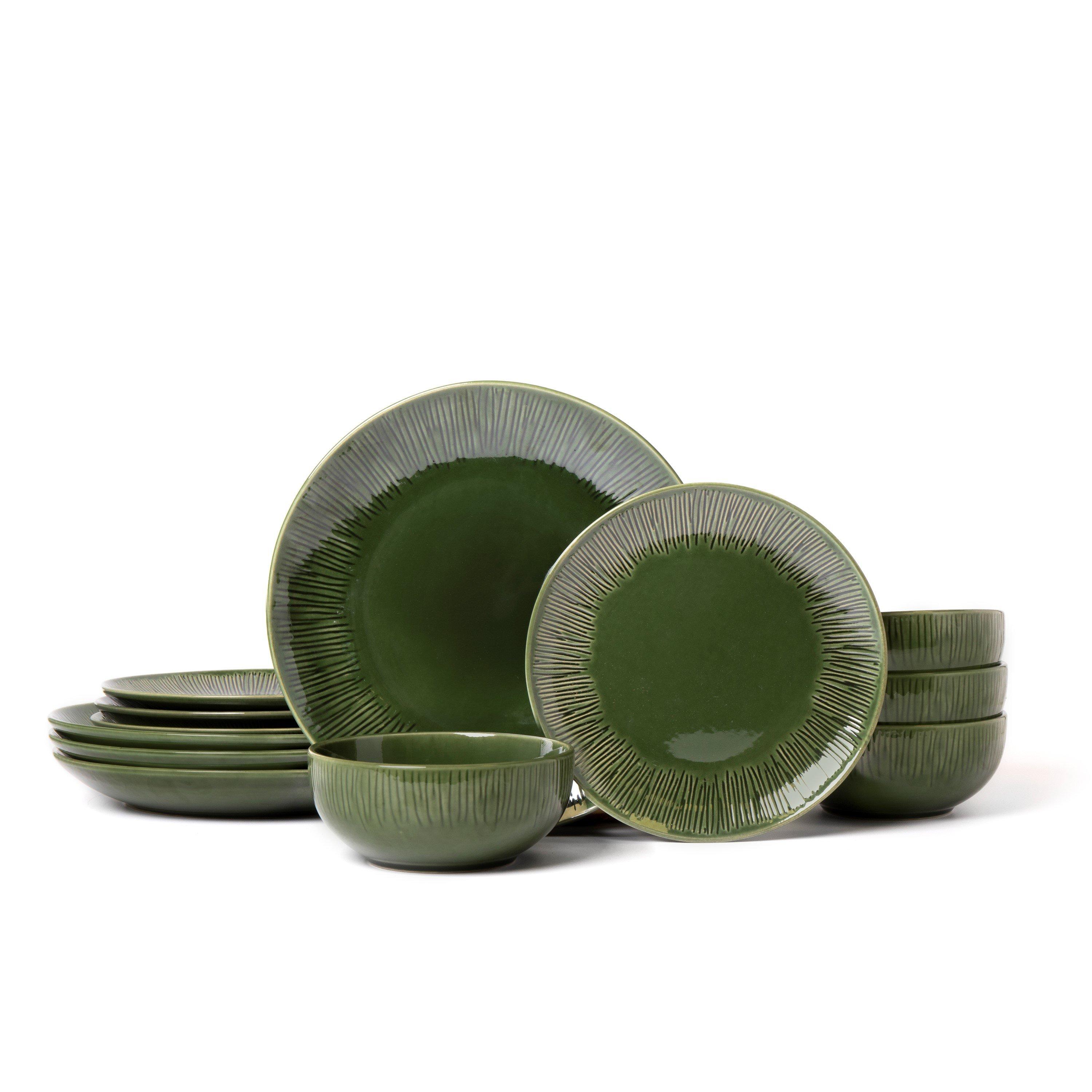 Mikasa  Jardin 12-Piece Stoneware Dinner Set - Green - 12 pcs