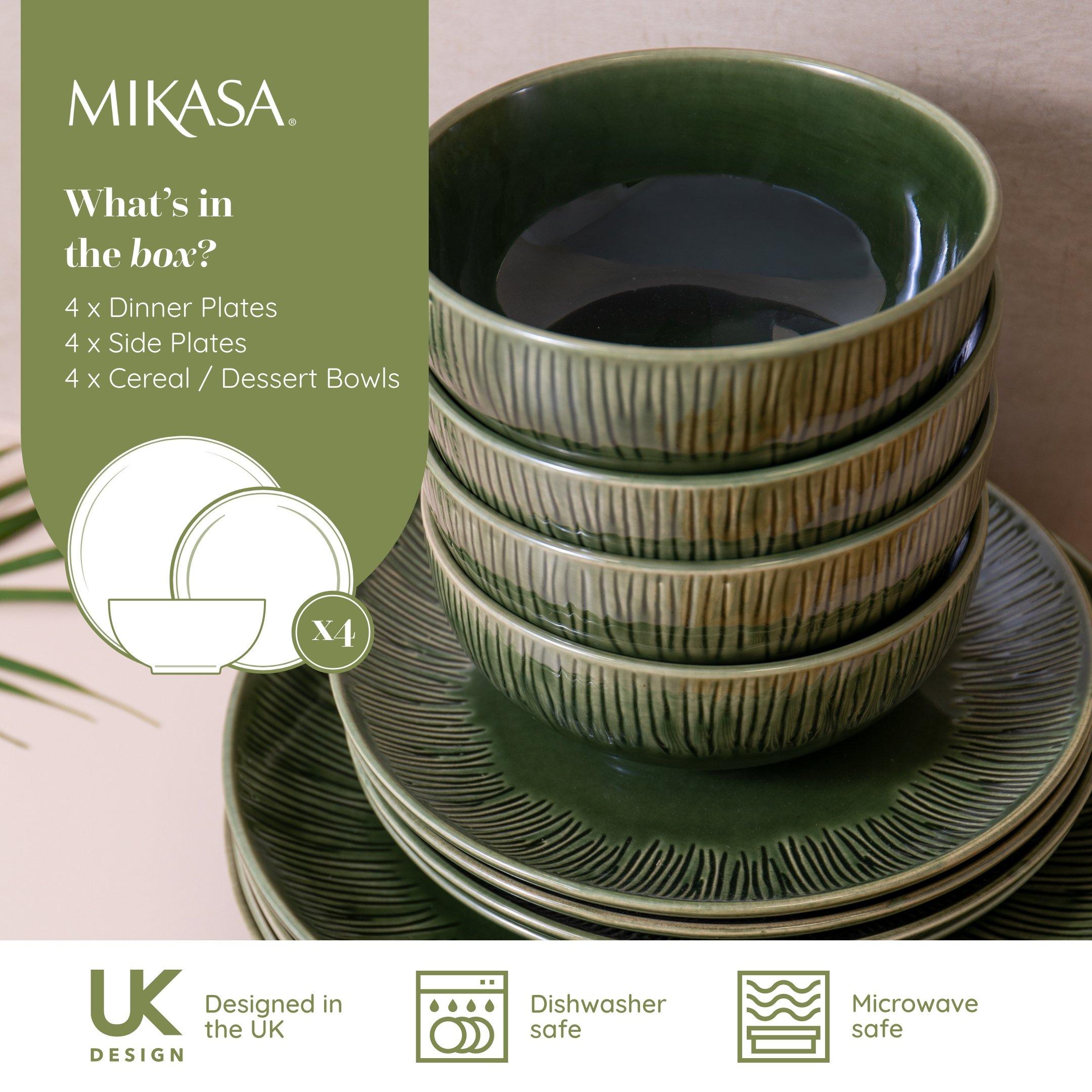 Green - Mikasa - Mikasa Jardin 12-Piece Stoneware Dinner Set - 2