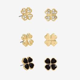 Mood Gold & Jet Crystal Clover Studgs - Pack of 3