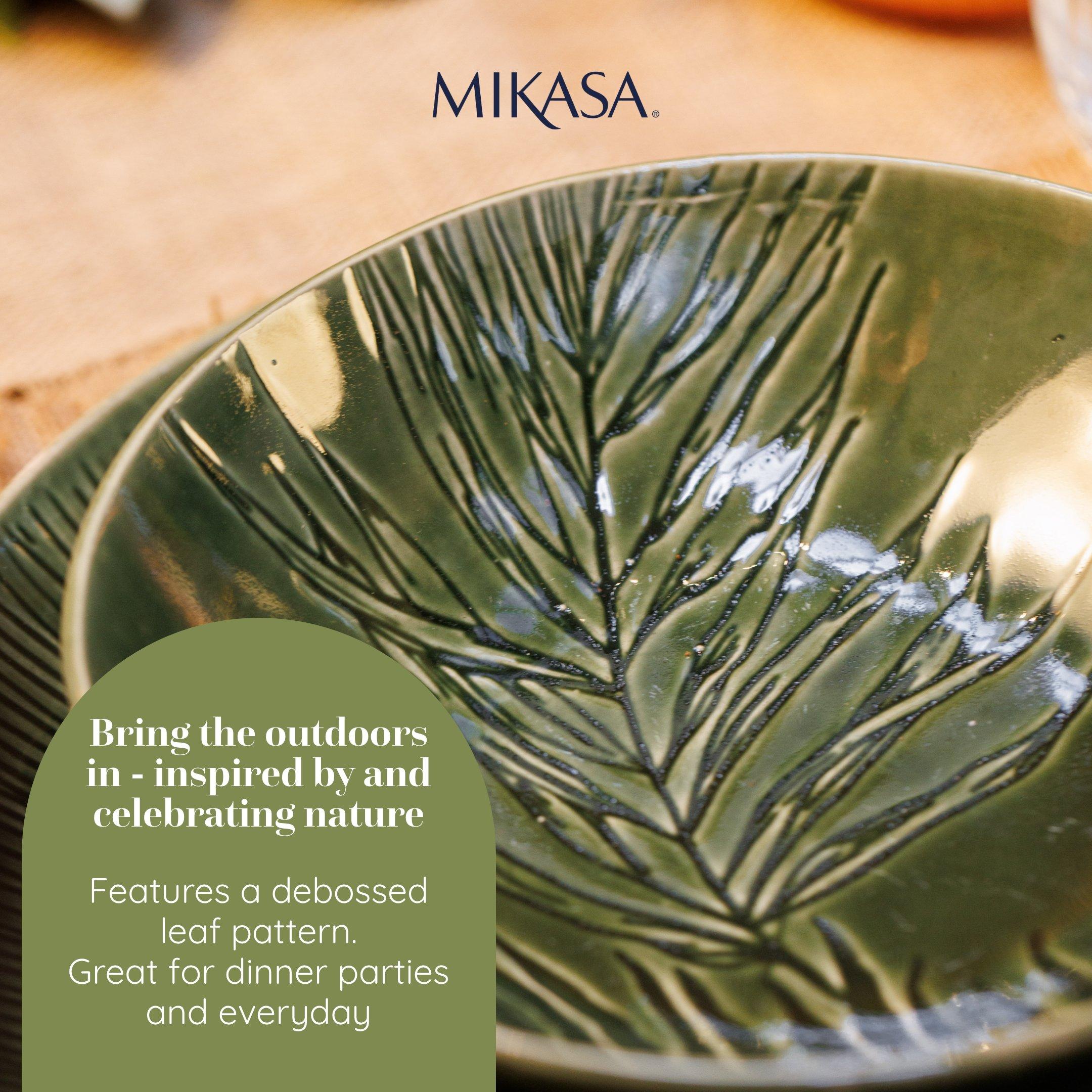 Green - Mikasa - Mikasa Jardin Stoneware Pasta Bowls, Set of 4 - 3