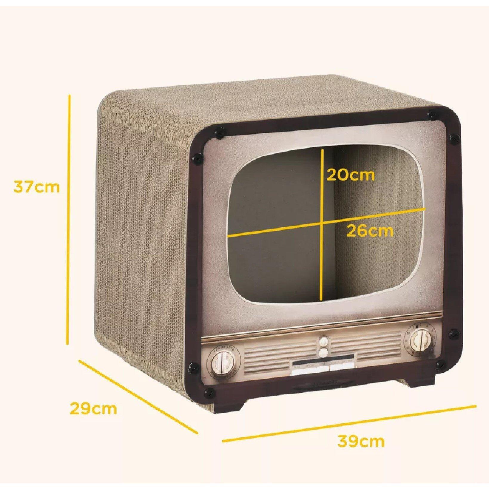 Brown - PawHut - PawHut 2 in 1 TV Shape Cat Scratching Board House - 3