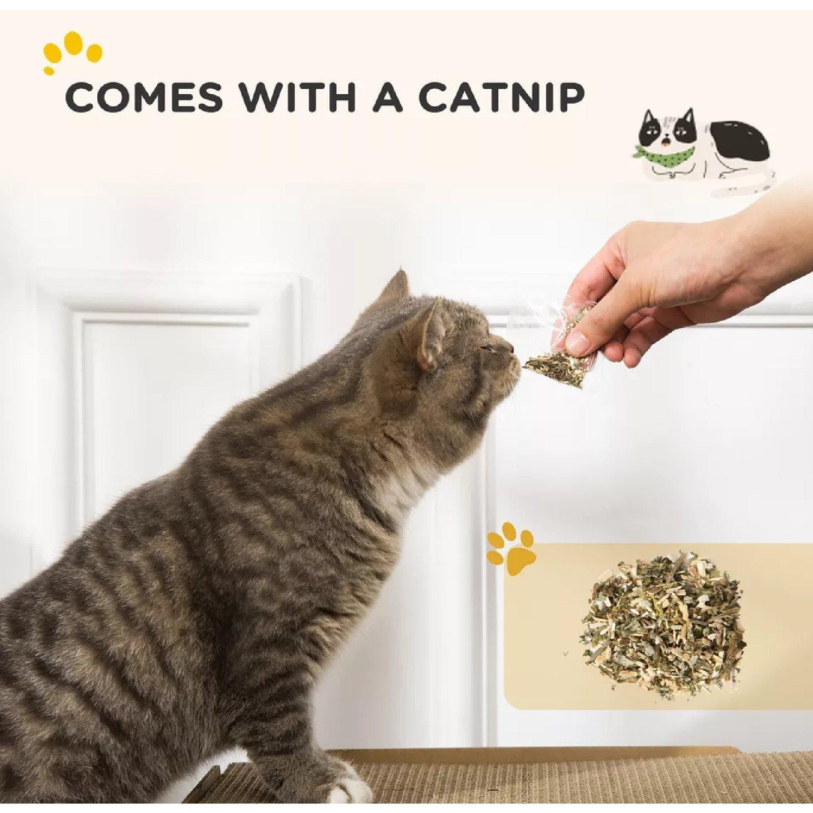 Brown - PawHut - PawHut 2 in 1 TV Shape Cat Scratching Board House - 5