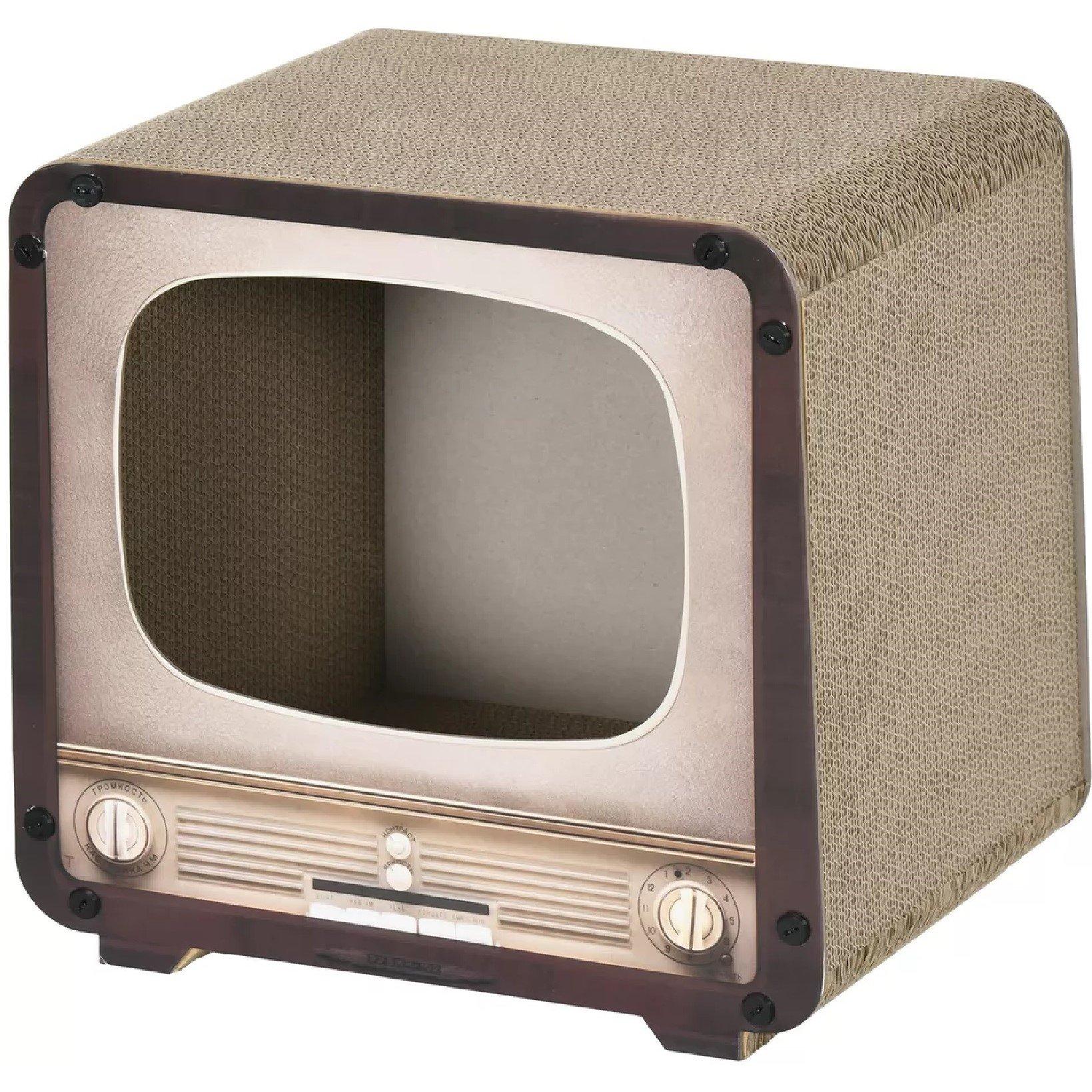 Brown - PawHut - PawHut 2 in 1 TV Shape Cat Scratching Board House - 9