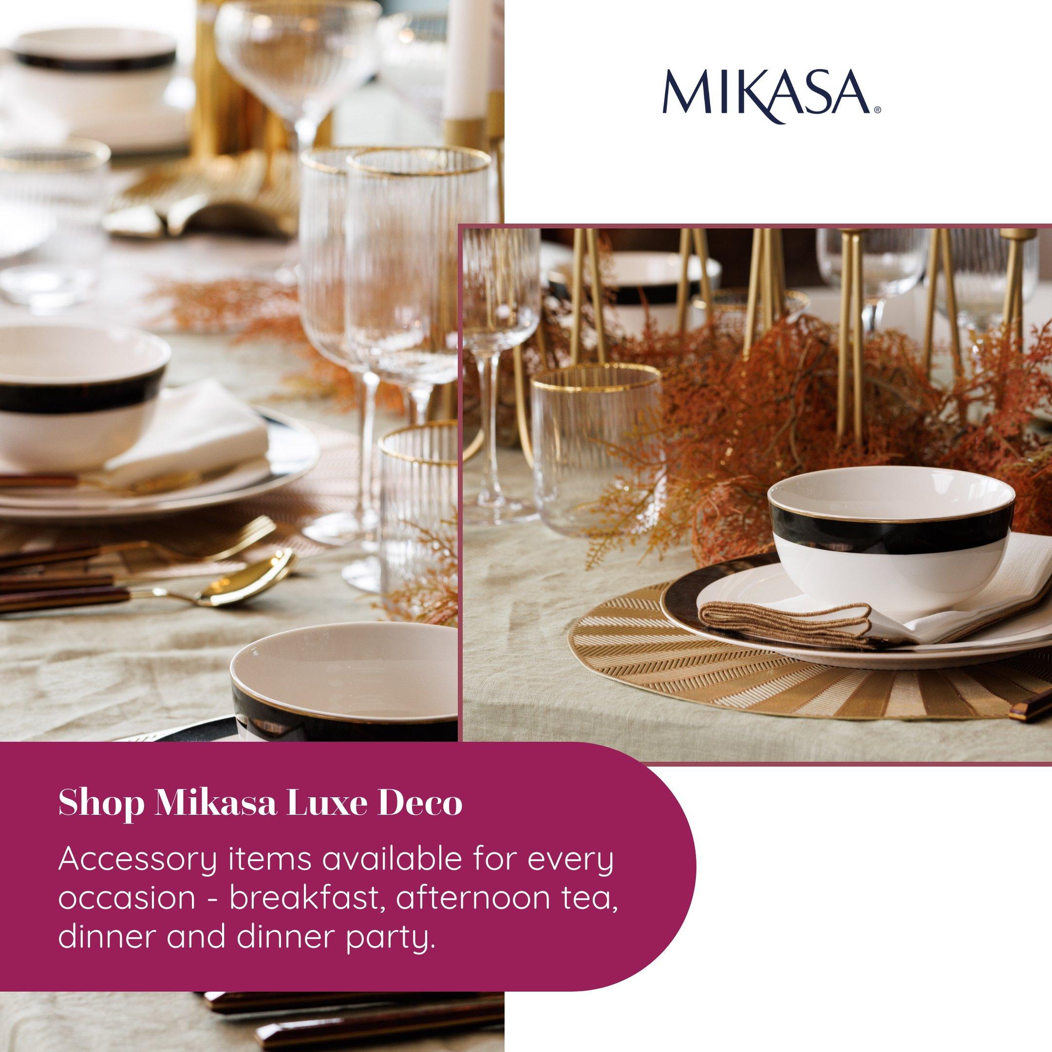 Black / White - Mikasa - Mikasa Luxe Deco 4-Piece China Dinner Plate Set - 5