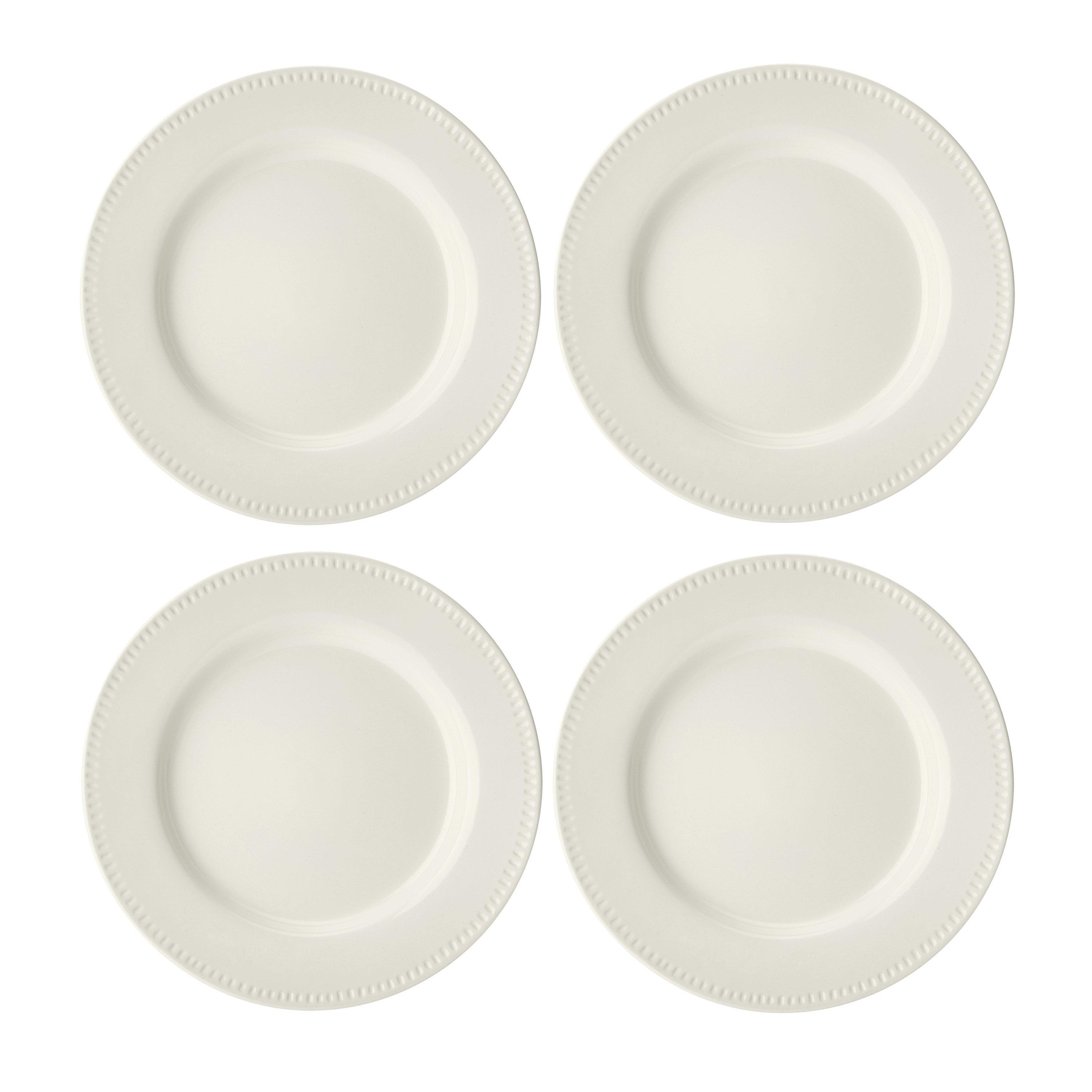 White - Mikasa - Mikasa Cranborne Stoneware Dinner Plates, Set of 4 - 1