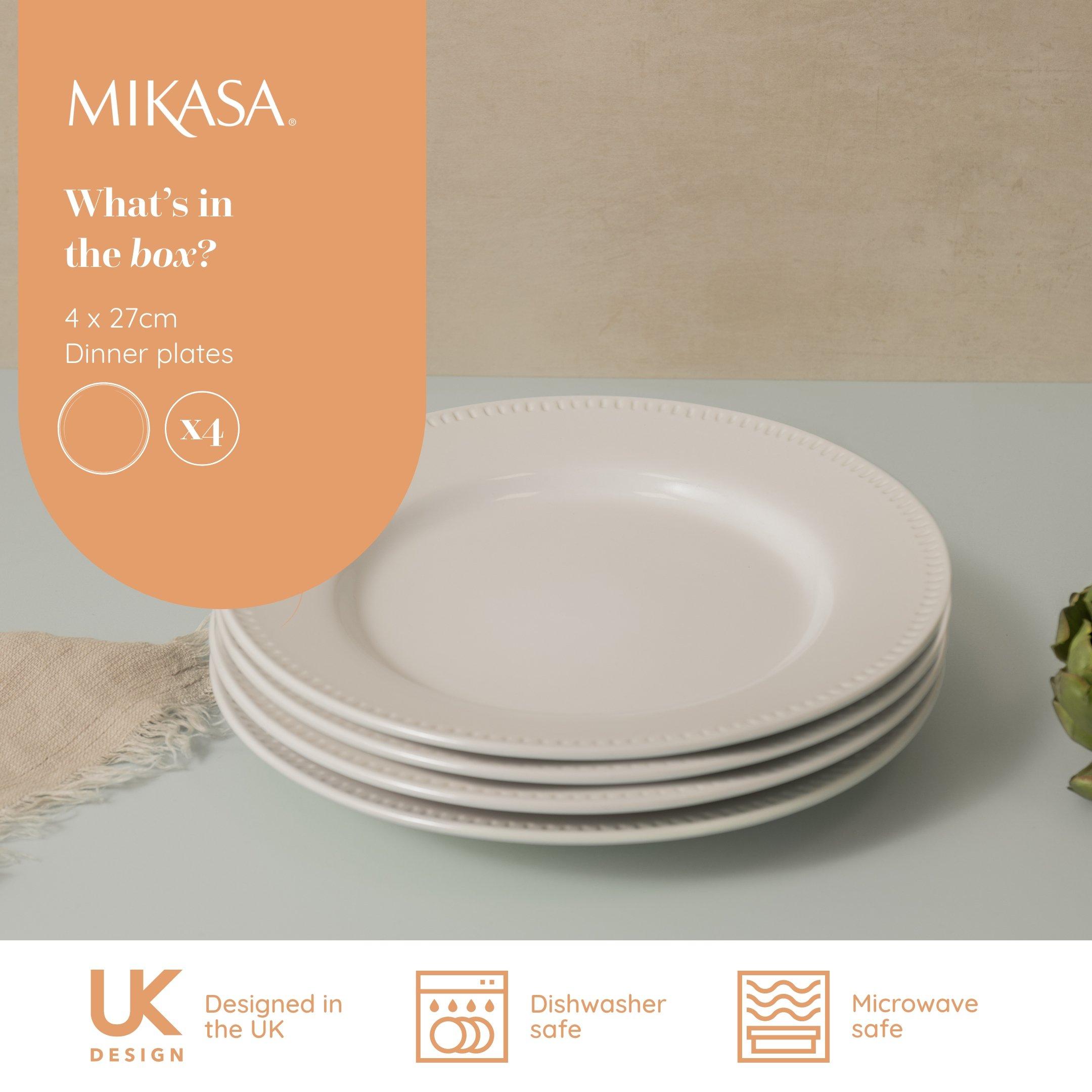 White - Mikasa - Mikasa Cranborne Stoneware Dinner Plates, Set of 4 - 2