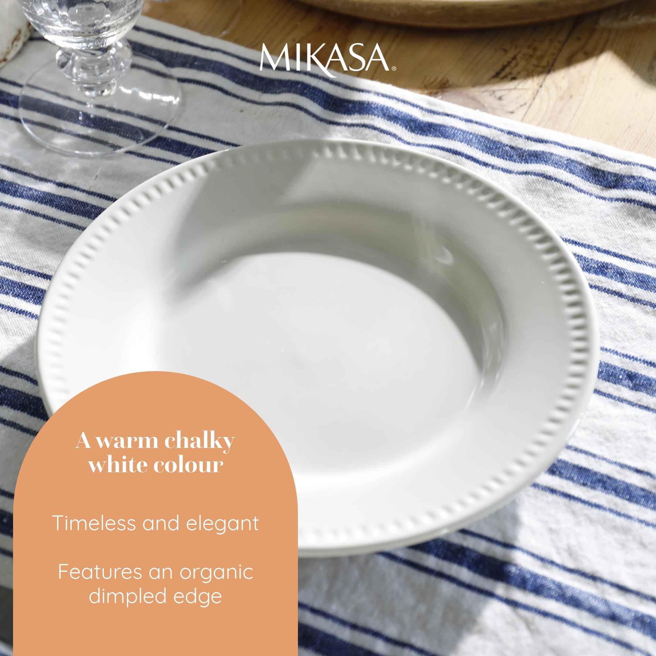 White - Mikasa - Mikasa Cranborne Stoneware Dinner Plates, Set of 4 - 3