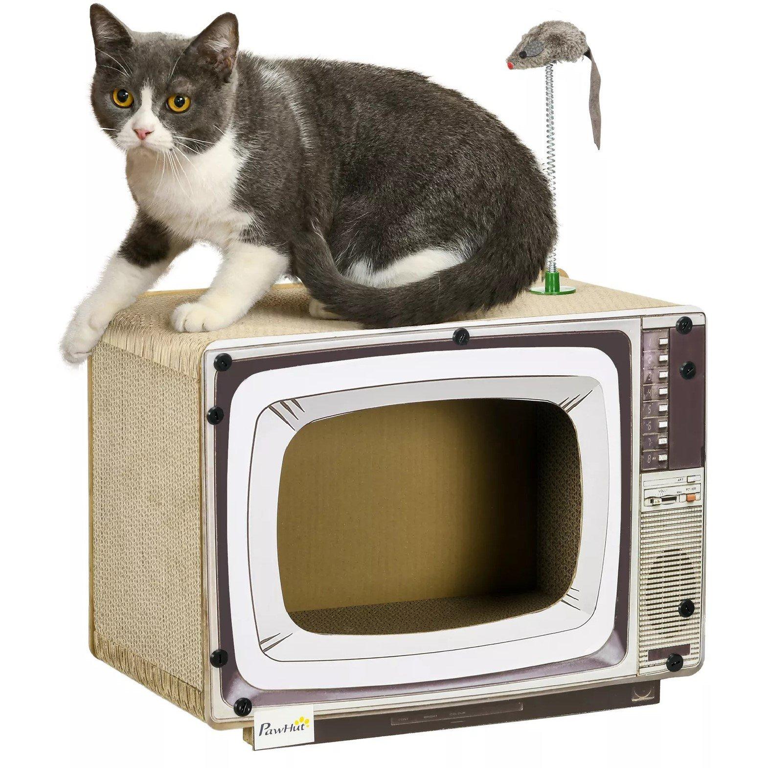 PawHut PawHut TV-Shaped Scratching Board with Scratcher