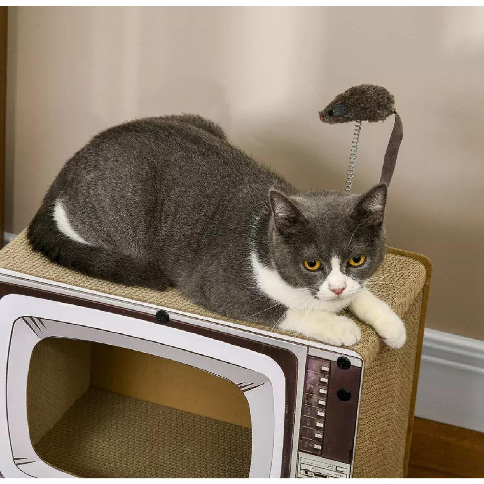 Brown - PawHut - PawHut TV-Shaped Scratching Board with Scratcher - 8