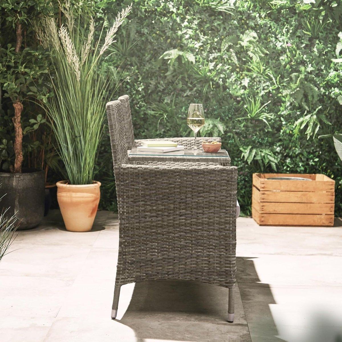 Brown - VonHaus - Bali Grey Rattan Garden Loveseat - 5