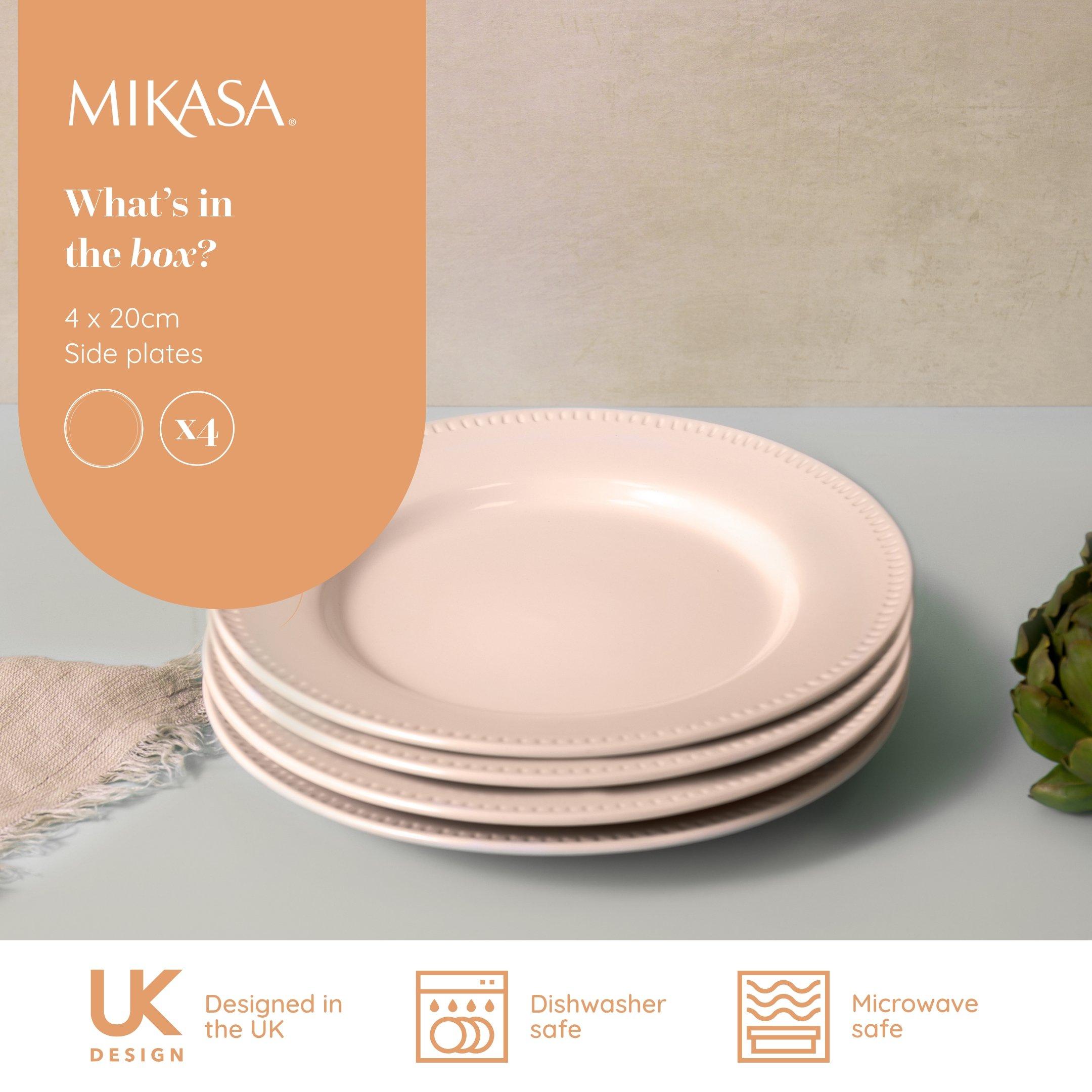 White - Mikasa - Mikasa Cranborne Stoneware Side Plates, Set of 4 - 2