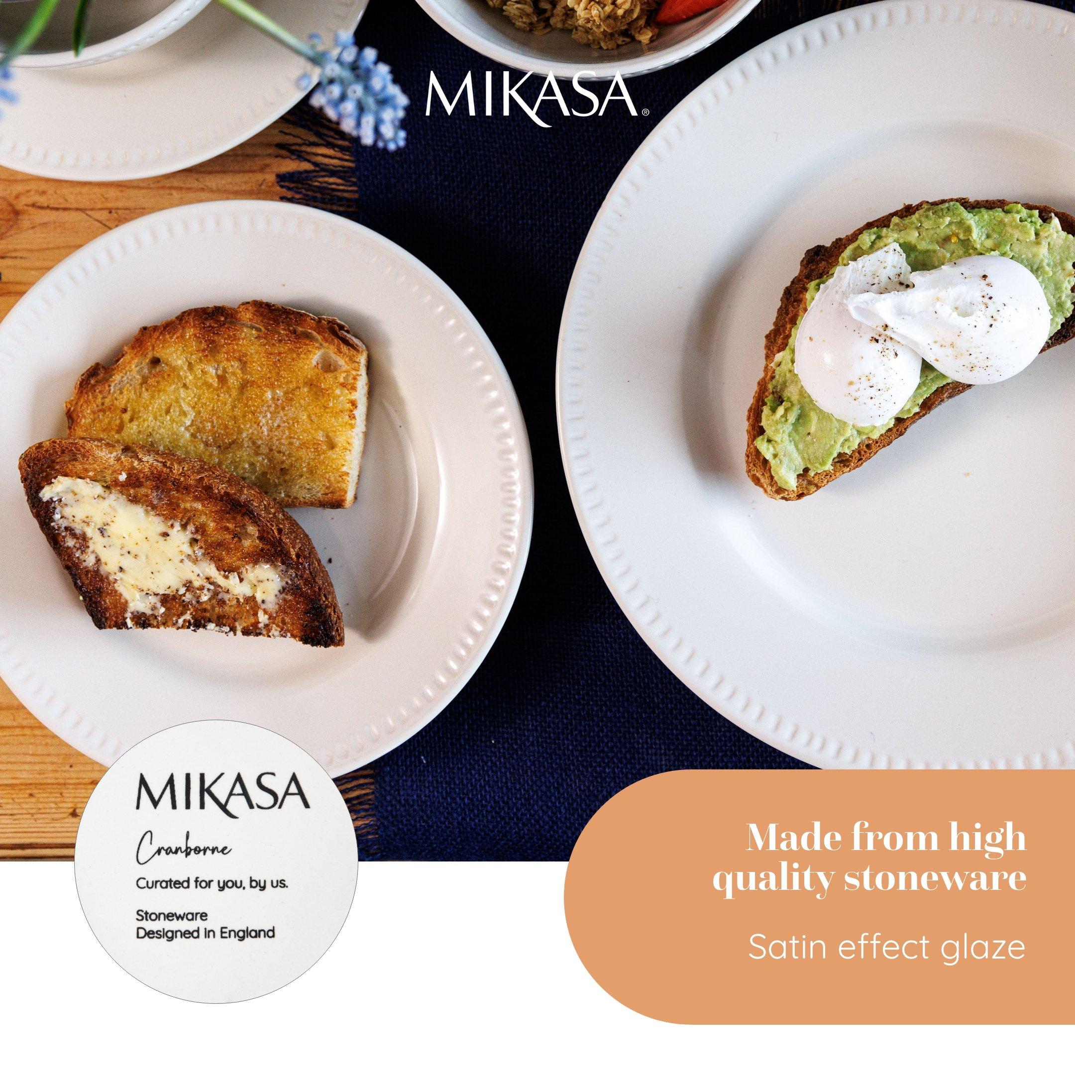 White - Mikasa - Mikasa Cranborne Stoneware Side Plates, Set of 4 - 4