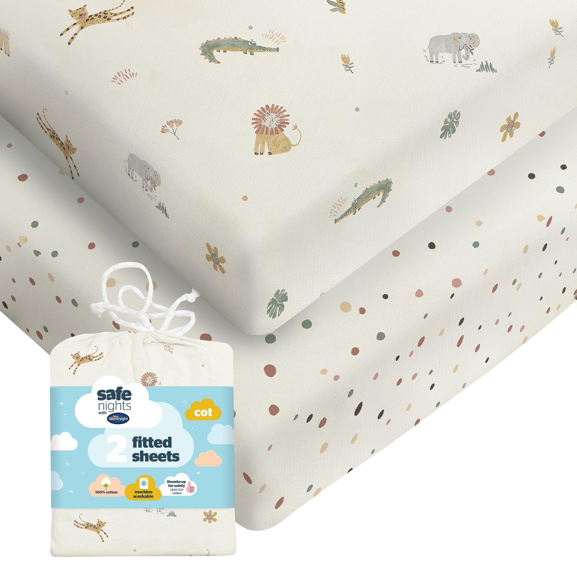 Safe Nights Fitted Cot Sheet - 2 Pack