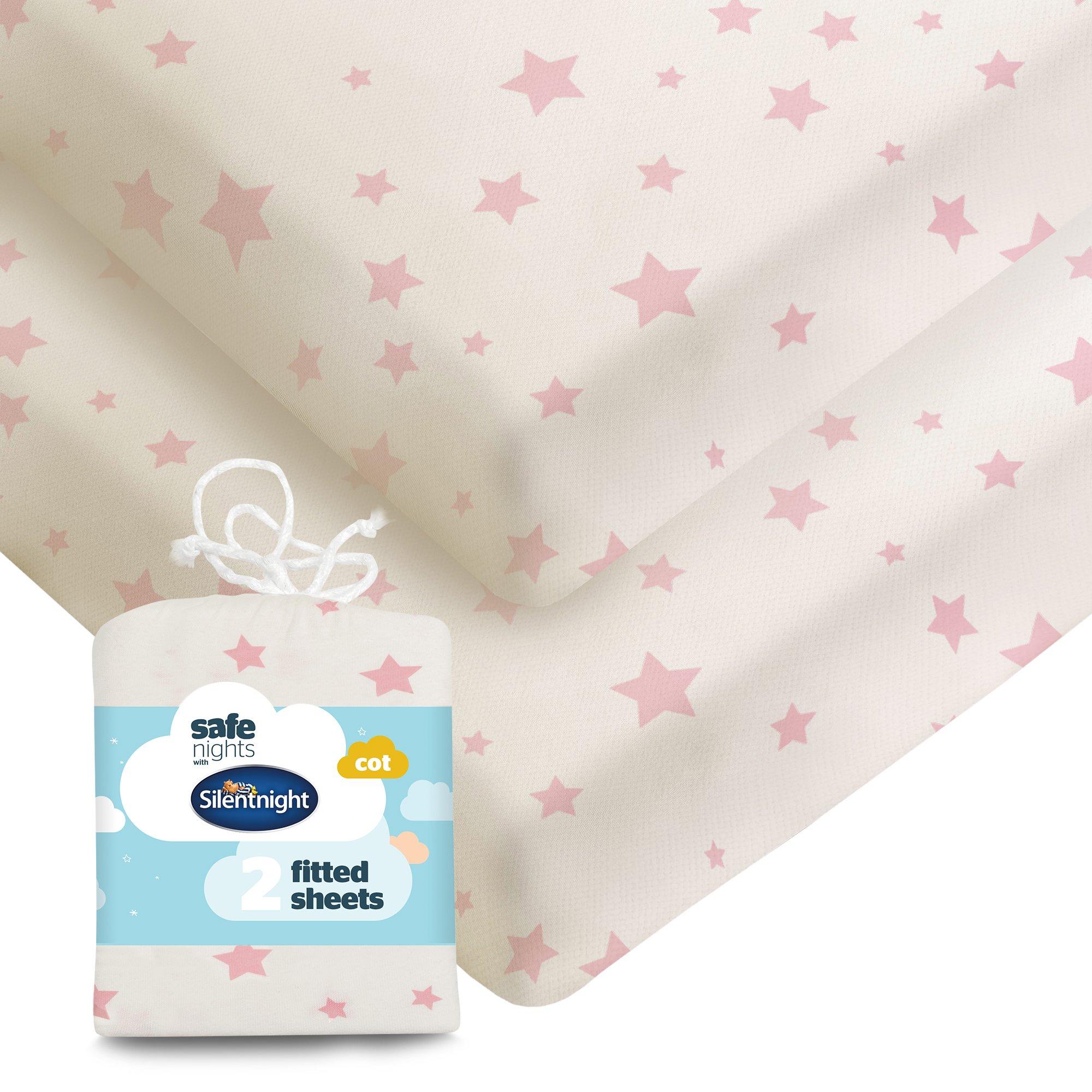 Safe Nights Fitted Cot Sheet - 2 Pack