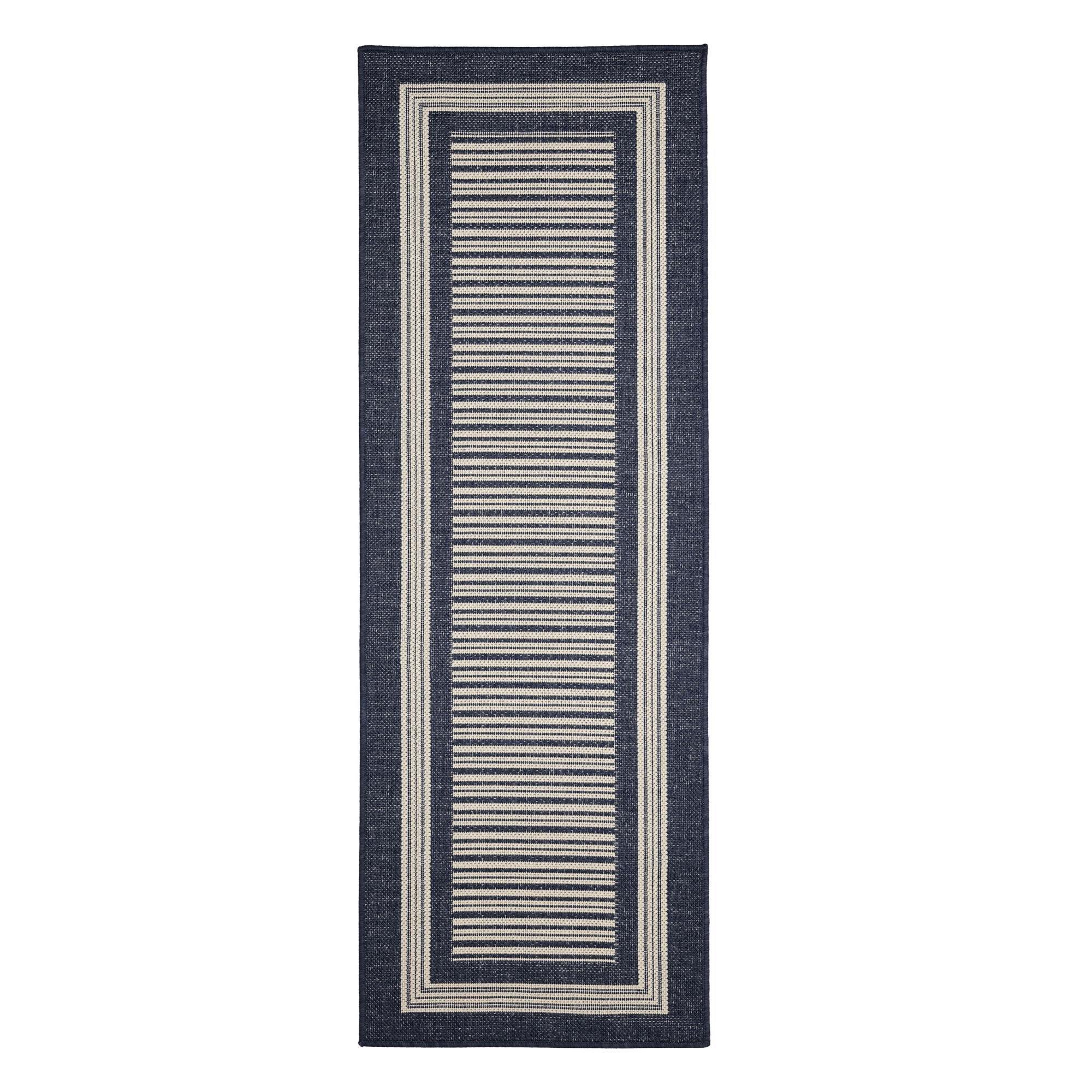 Navy - Homemaker - Gel Backed Border Flatweave Rug Navy - 4