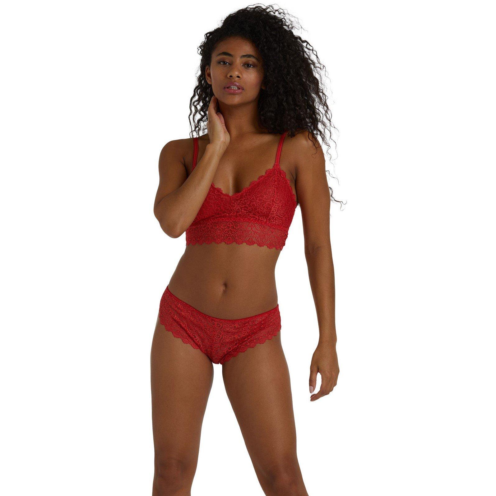 Red - Wolf and Whistle - Ariana Red Everyday Lace Bralette - 3