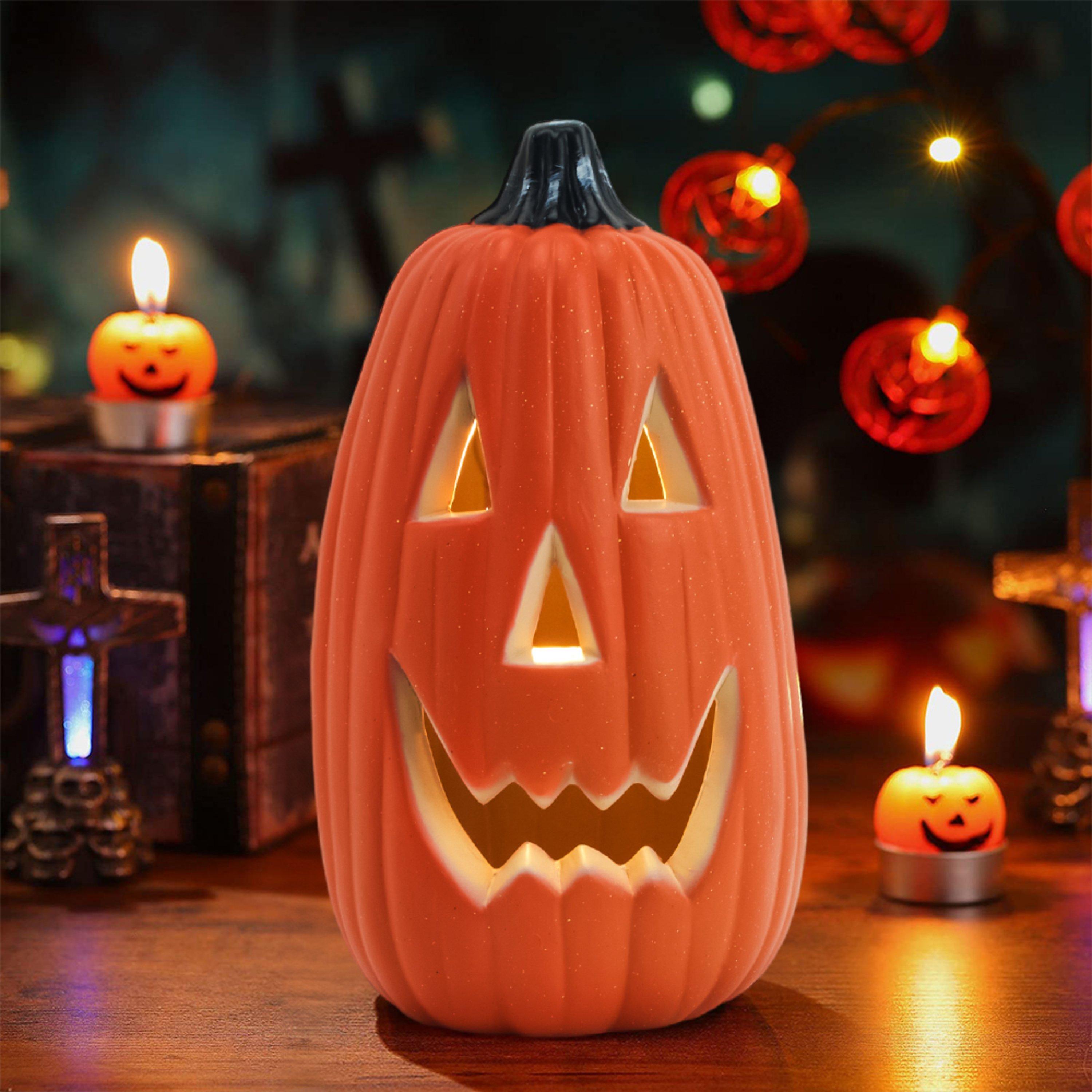 Life Ideas  Halloween Led Pumpkin Lantern Battery Operated - Orange