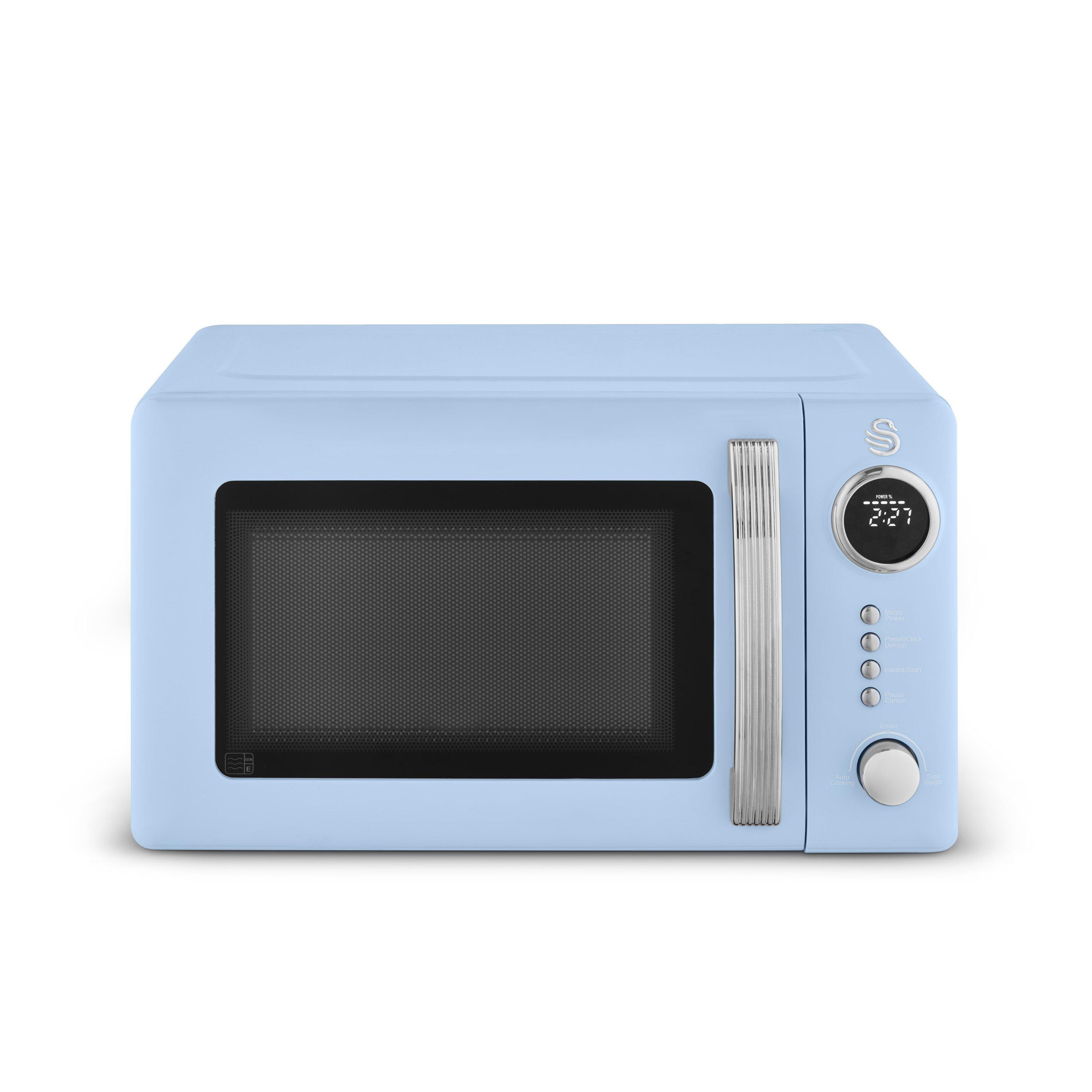 Blue - Swan - RetroRevive 20L 800W Microwave Blue with Chrome Trim - 1
