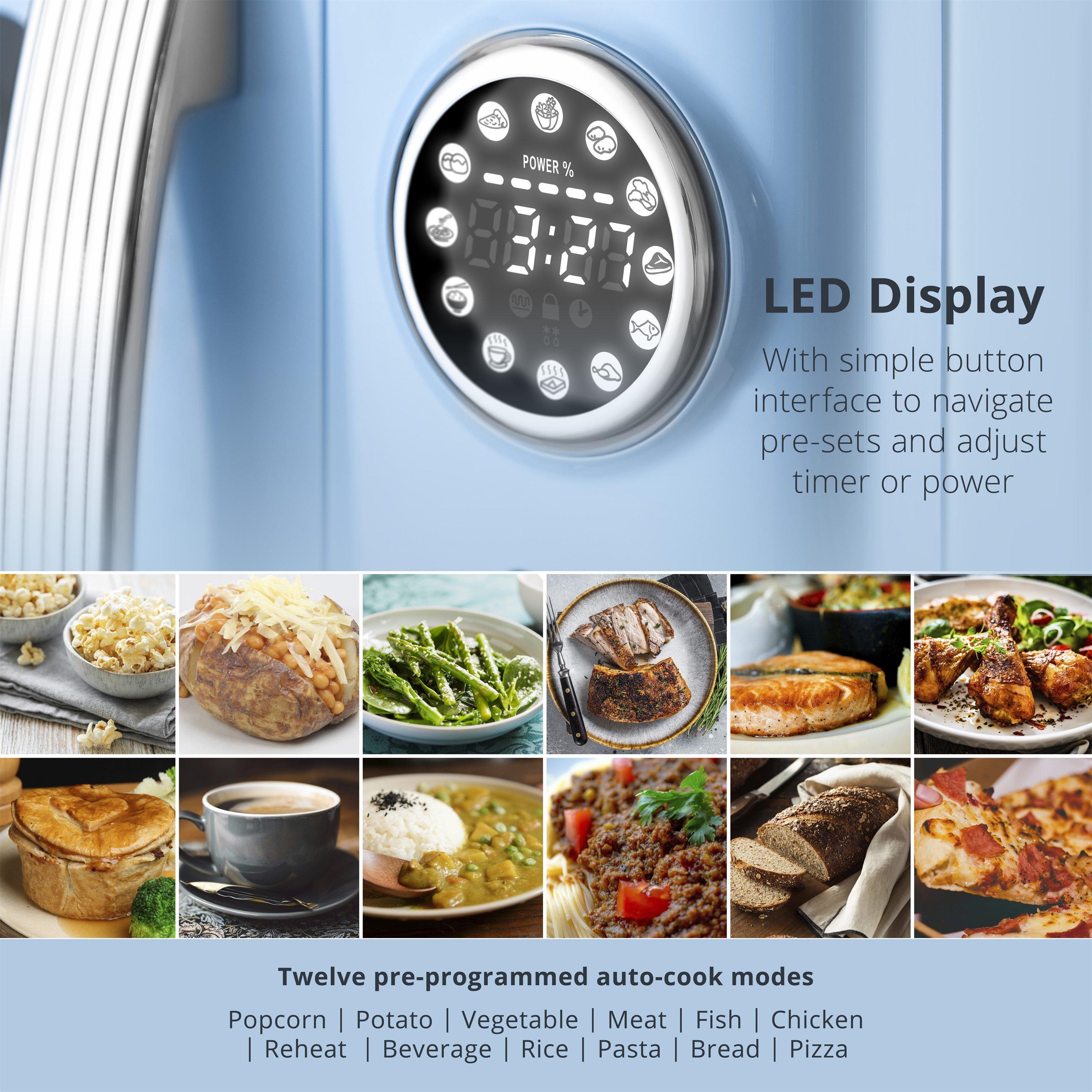 Blue - Swan - RetroRevive 20L 800W Microwave Blue with Chrome Trim - 4