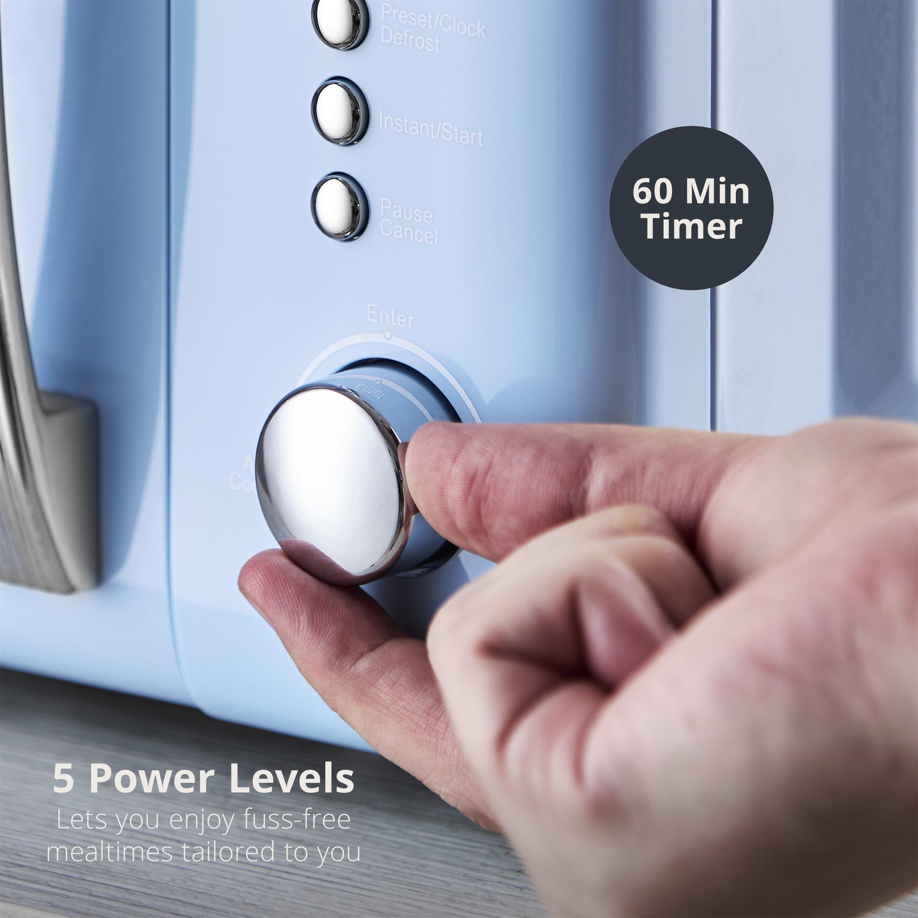Blue - Swan - RetroRevive 20L 800W Microwave Blue with Chrome Trim - 5