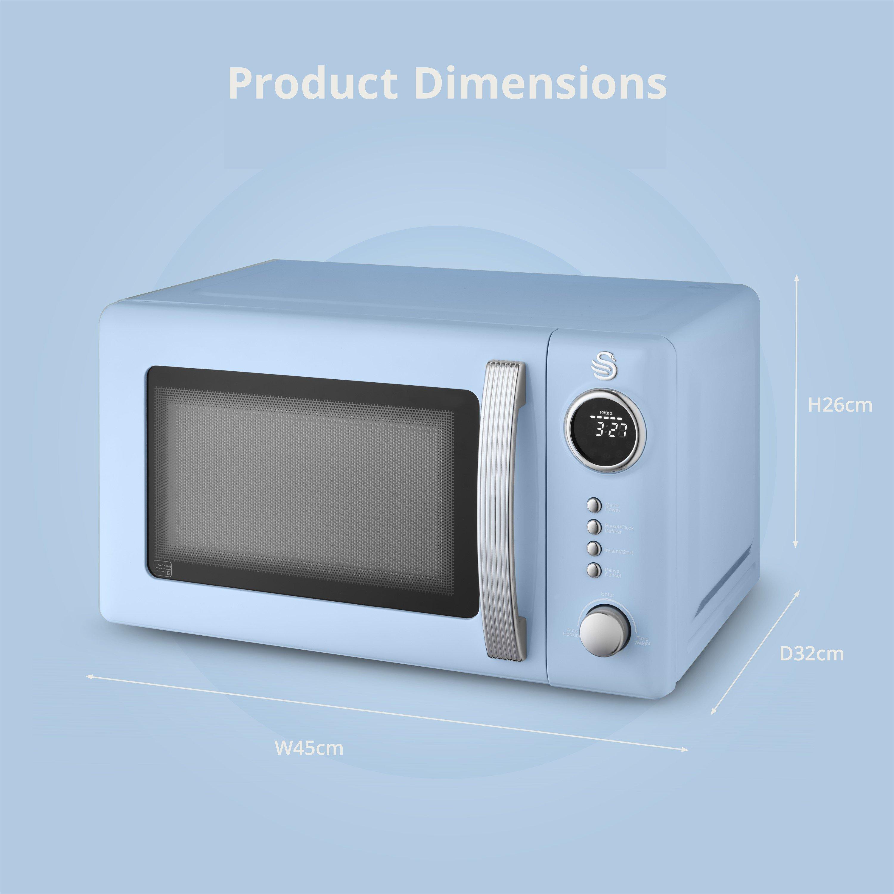 Blue - Swan - RetroRevive 20L 800W Microwave Blue with Chrome Trim - 6