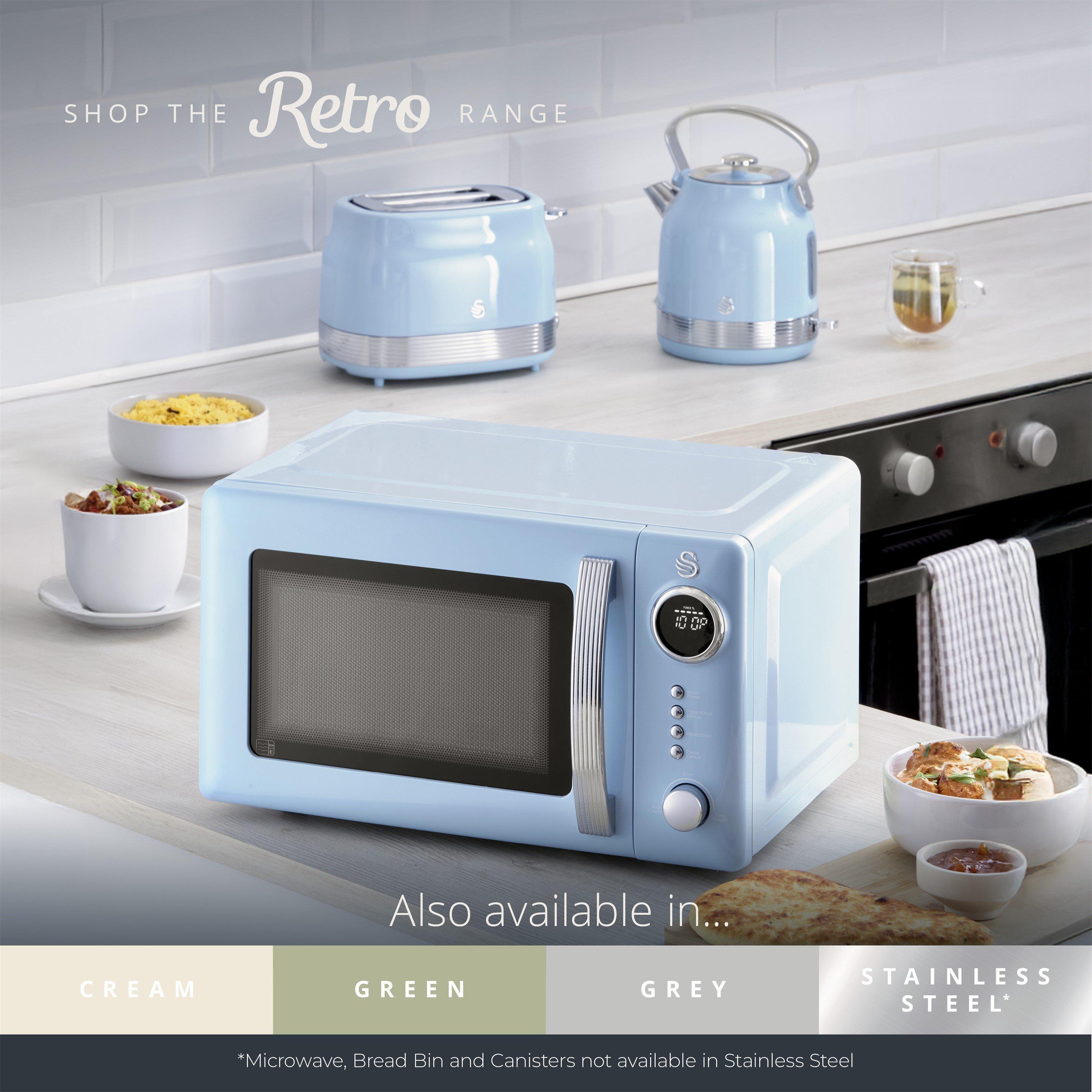 Blue - Swan - RetroRevive 20L 800W Microwave Blue with Chrome Trim - 8