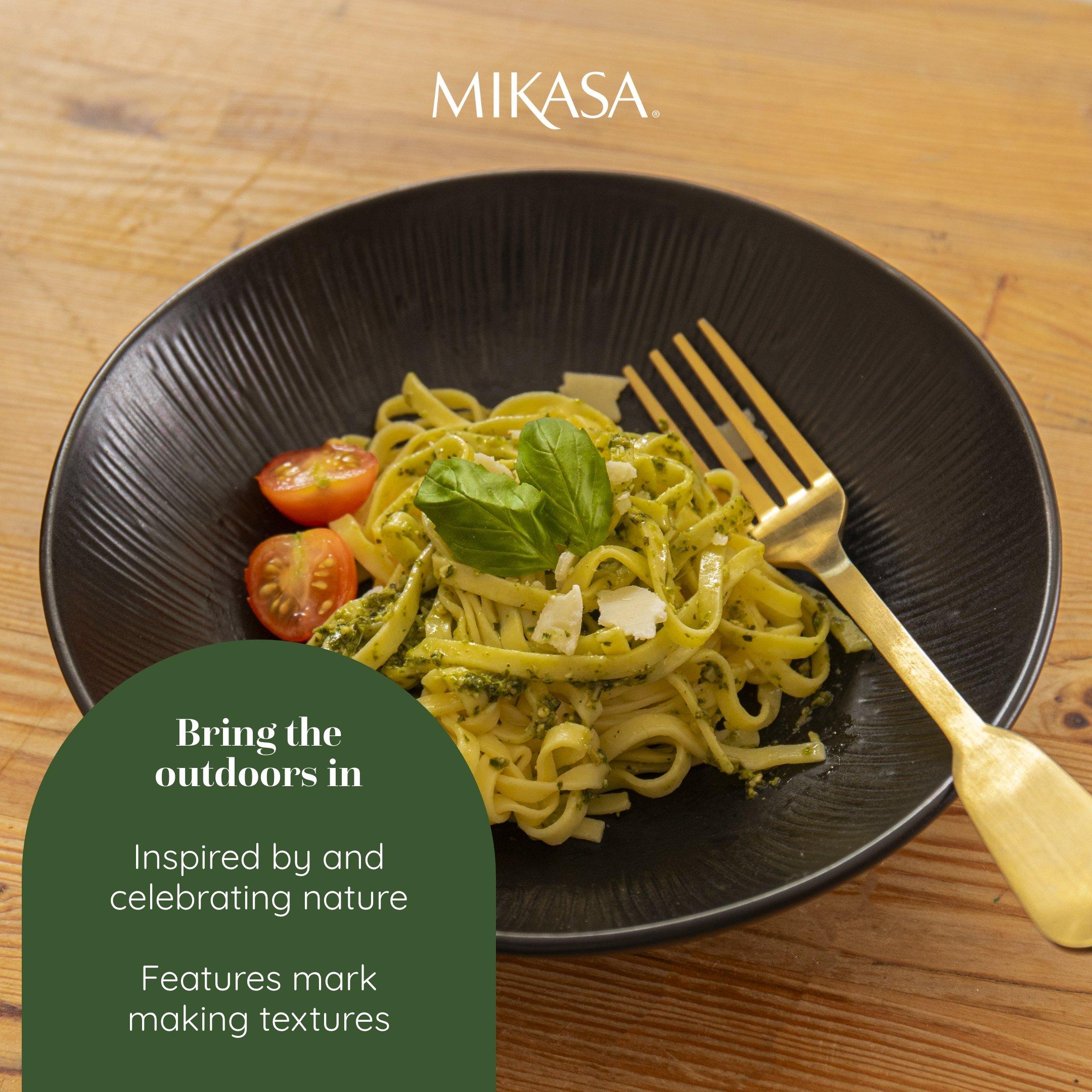 Black - Mikasa - Mikasa Jardin Midnight Stoneware Pasta Bowl Set - 4