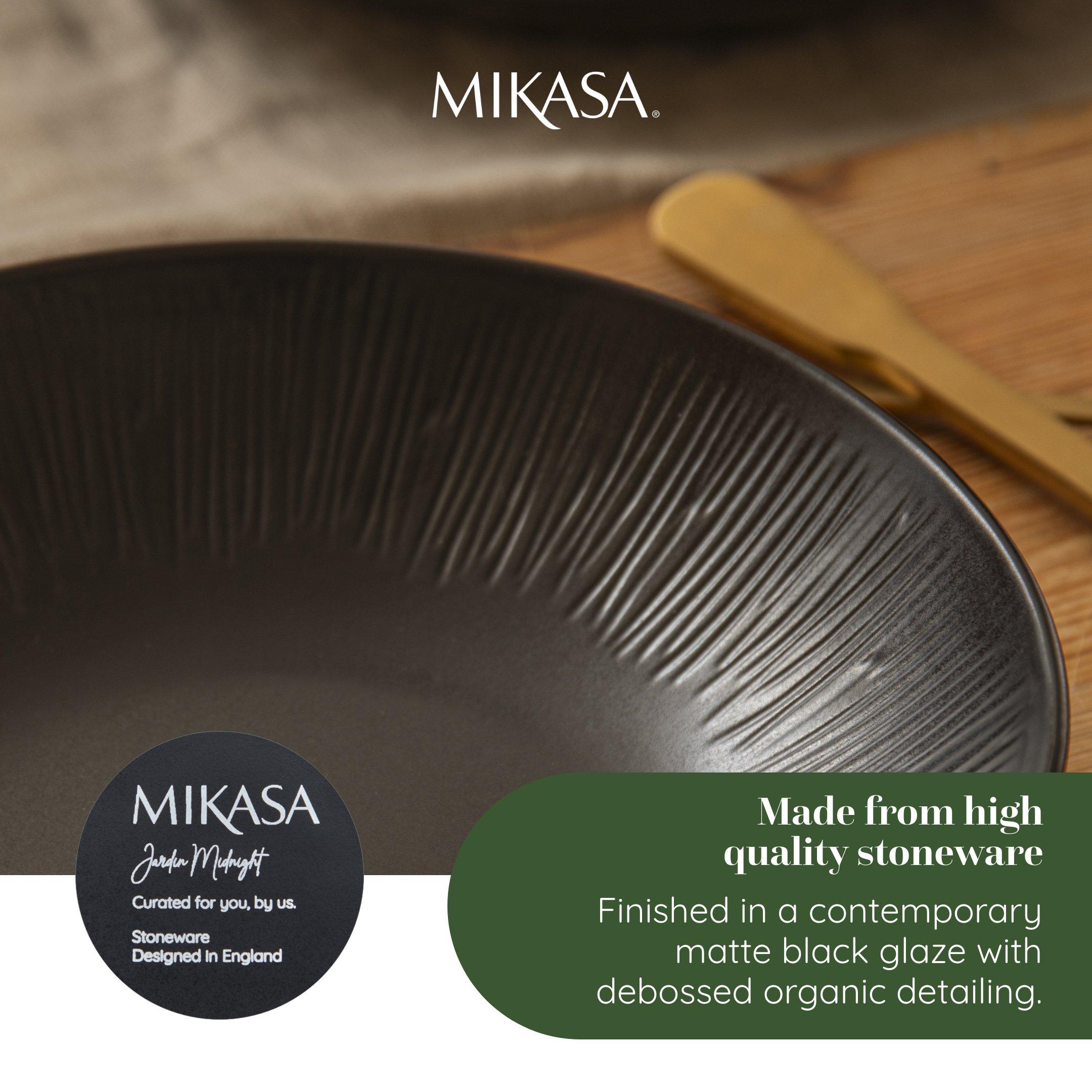Black - Mikasa - Mikasa Jardin Midnight Stoneware Pasta Bowl Set - 5