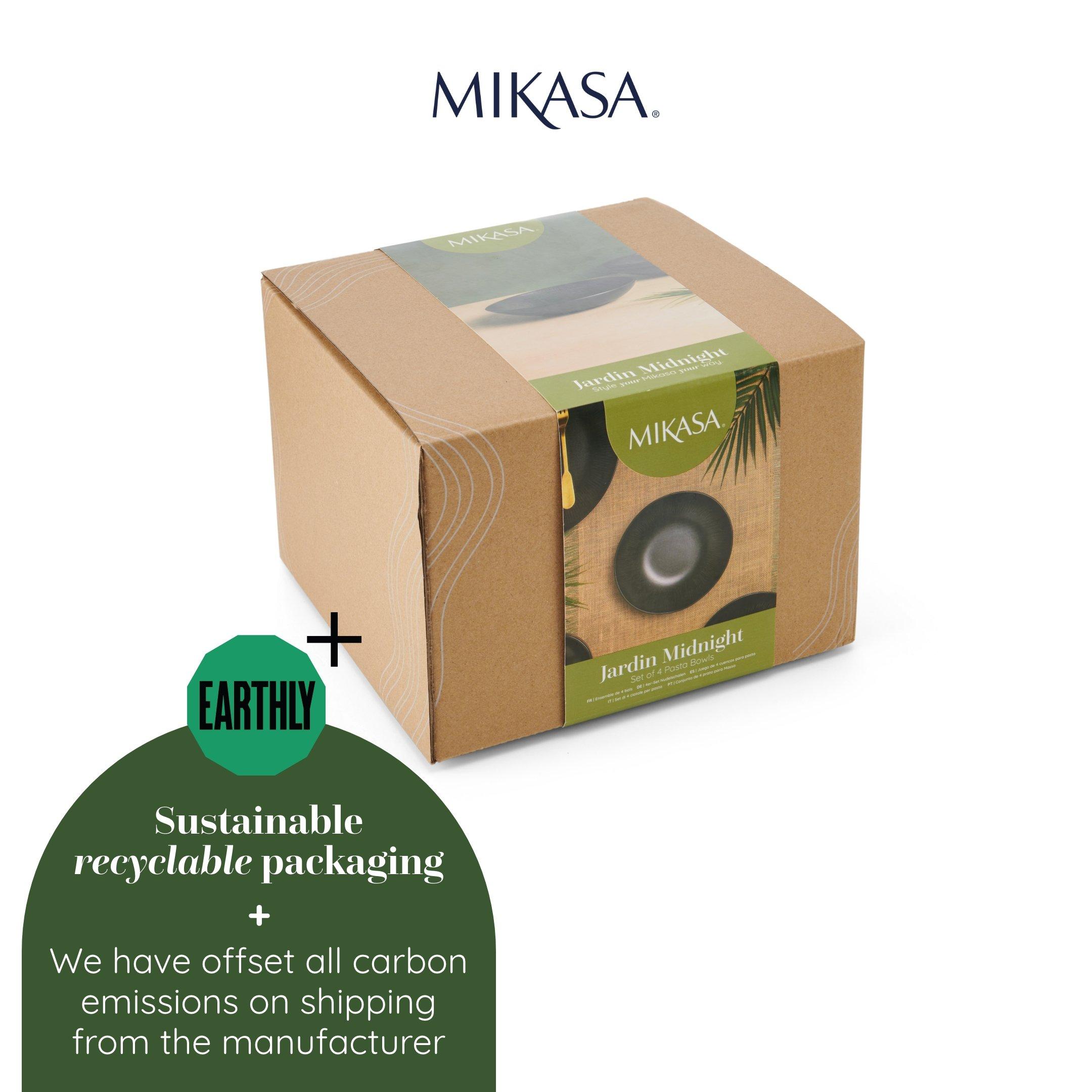 Black - Mikasa - Mikasa Jardin Midnight Stoneware Pasta Bowl Set - 7