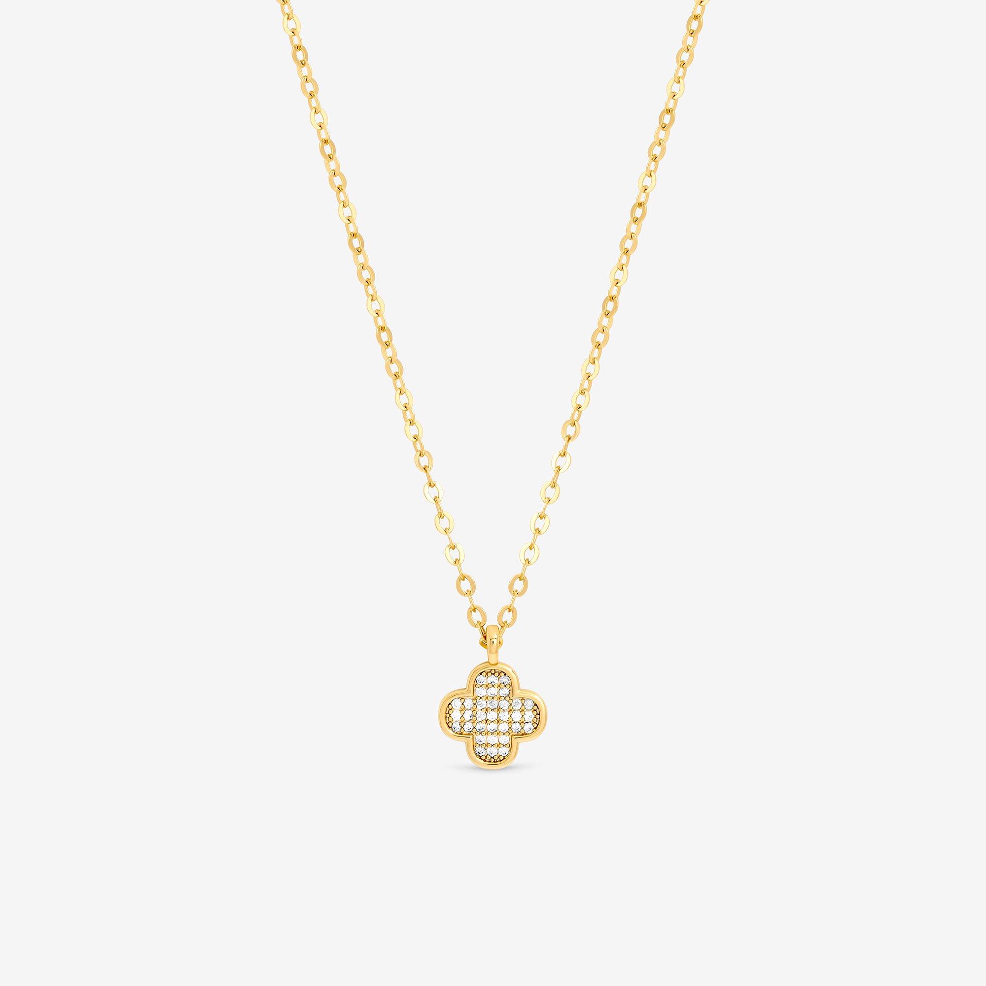 Jon Richard Jon Richard Gold Plated Mirco Pave Clover Pendant