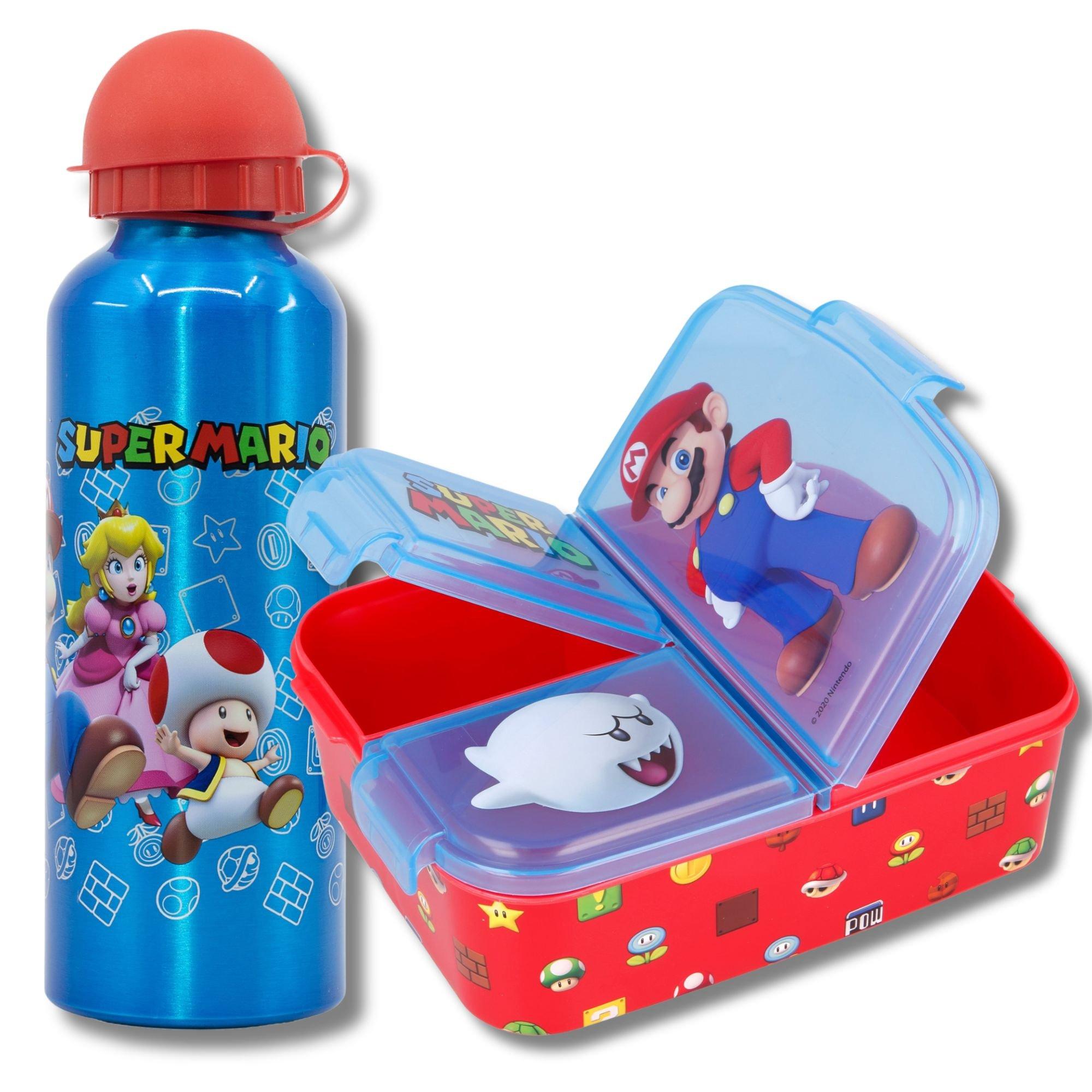 Red - Super Mario - Lunch Box with Aluminium Bottle - 1