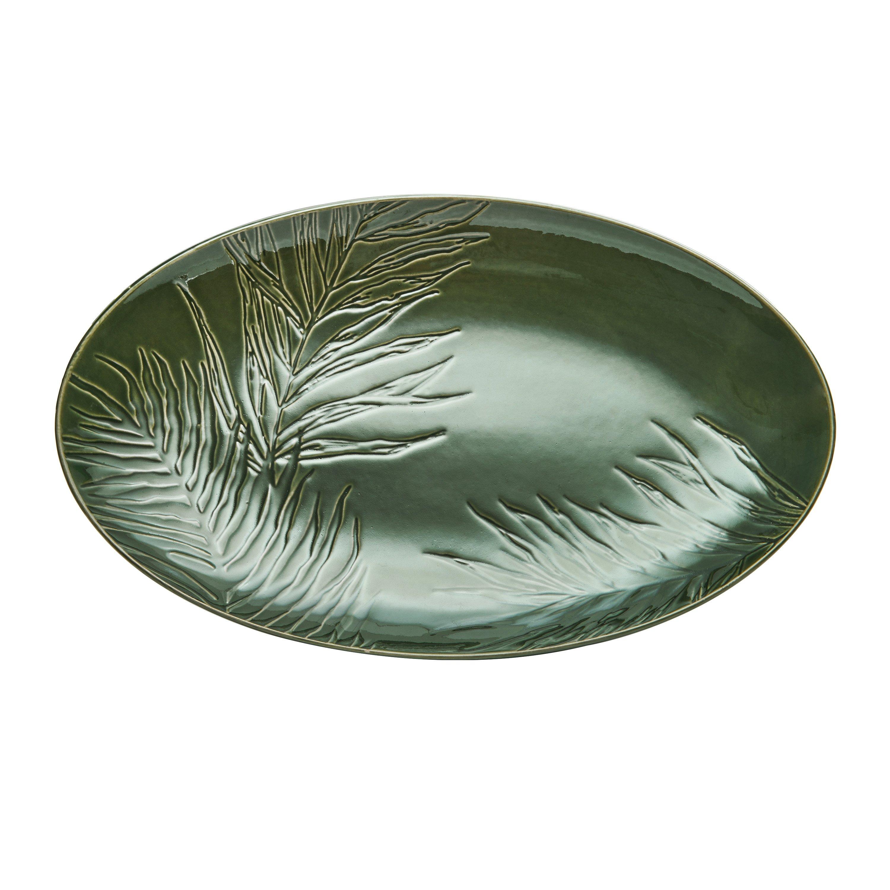 Green - Mikasa - Mikasa Jardin Stoneware Oval Serving Platter, 36cm - 1