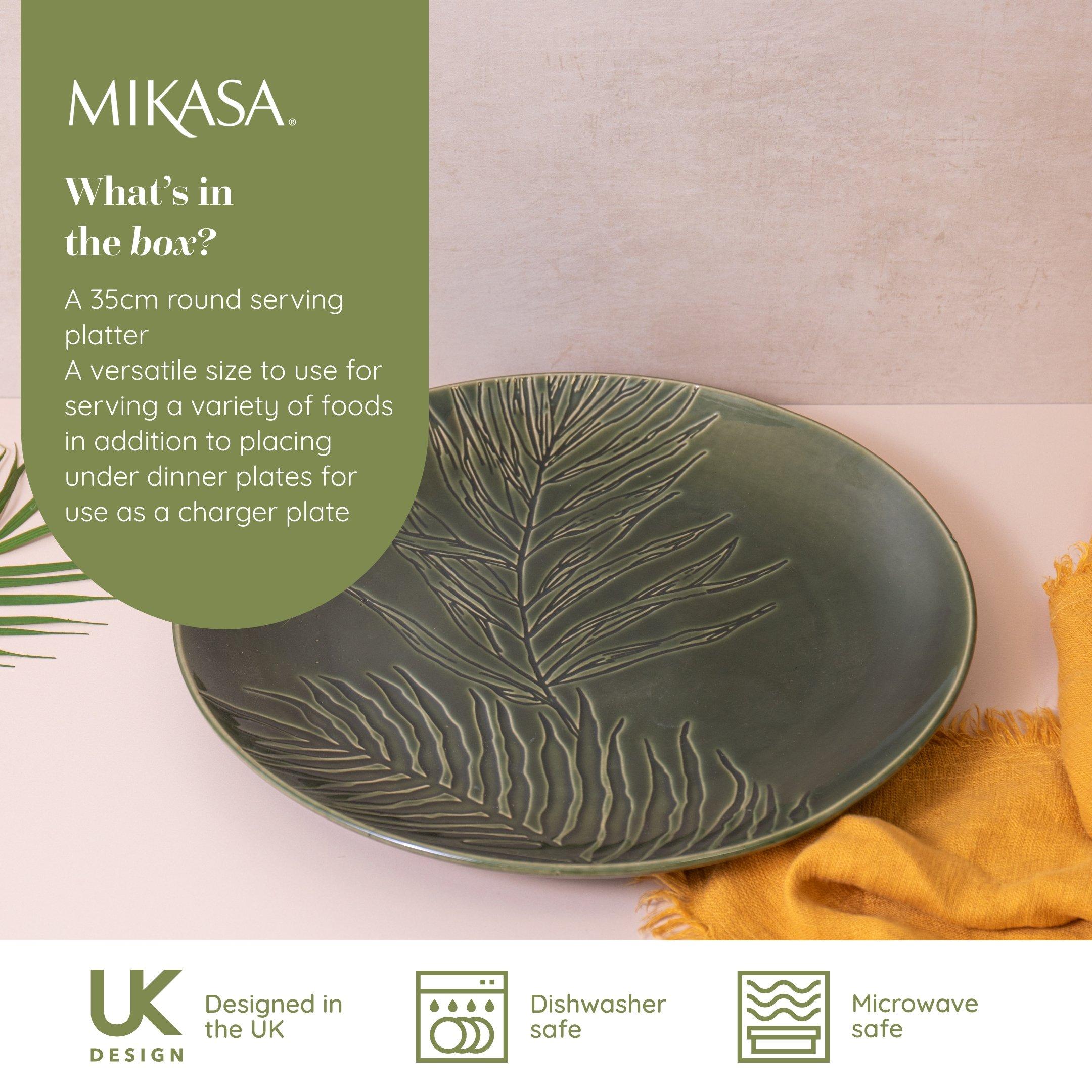 Green - Mikasa - Mikasa Jardin Stoneware Round Serving Platter - 3
