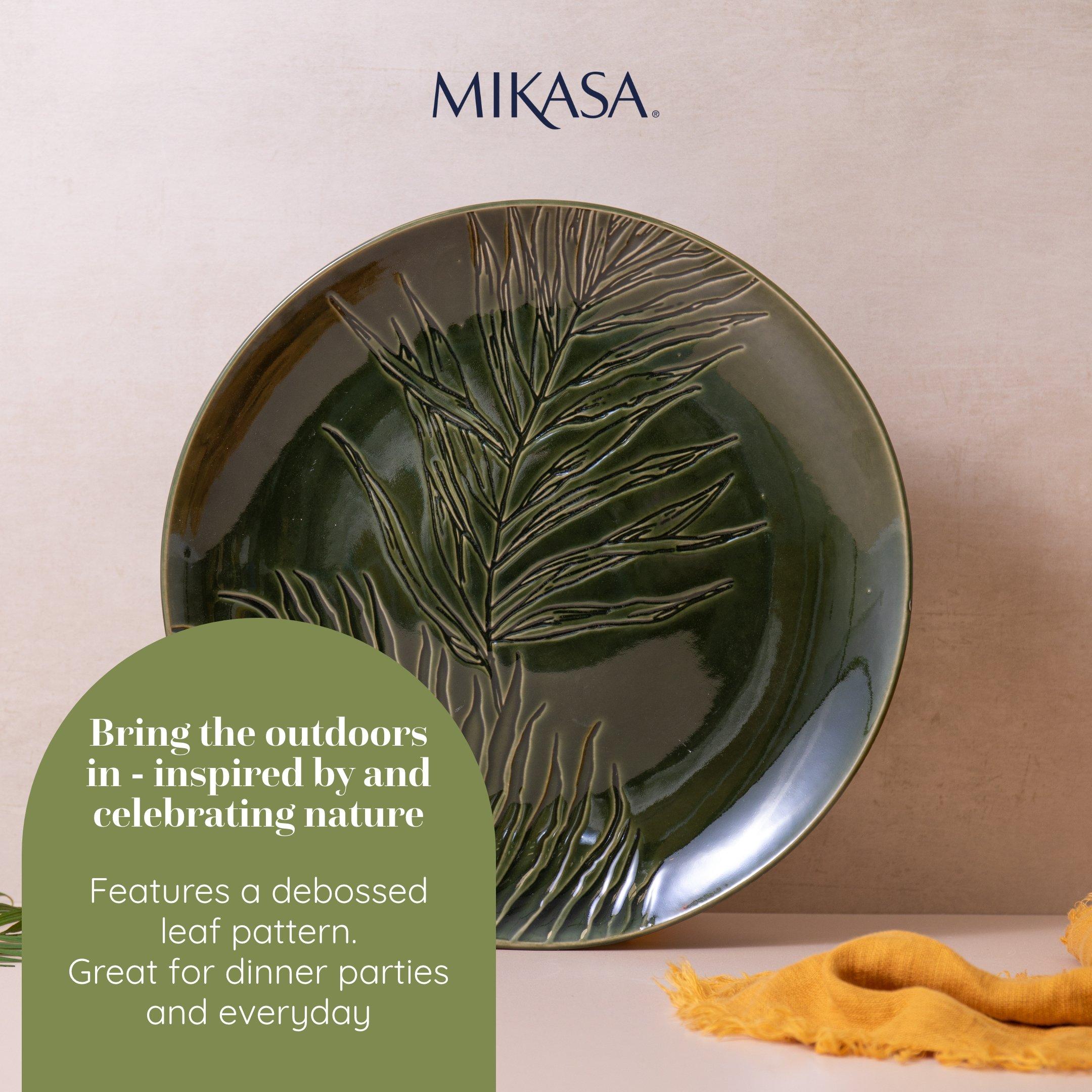 Green - Mikasa - Mikasa Jardin Stoneware Round Serving Platter - 4