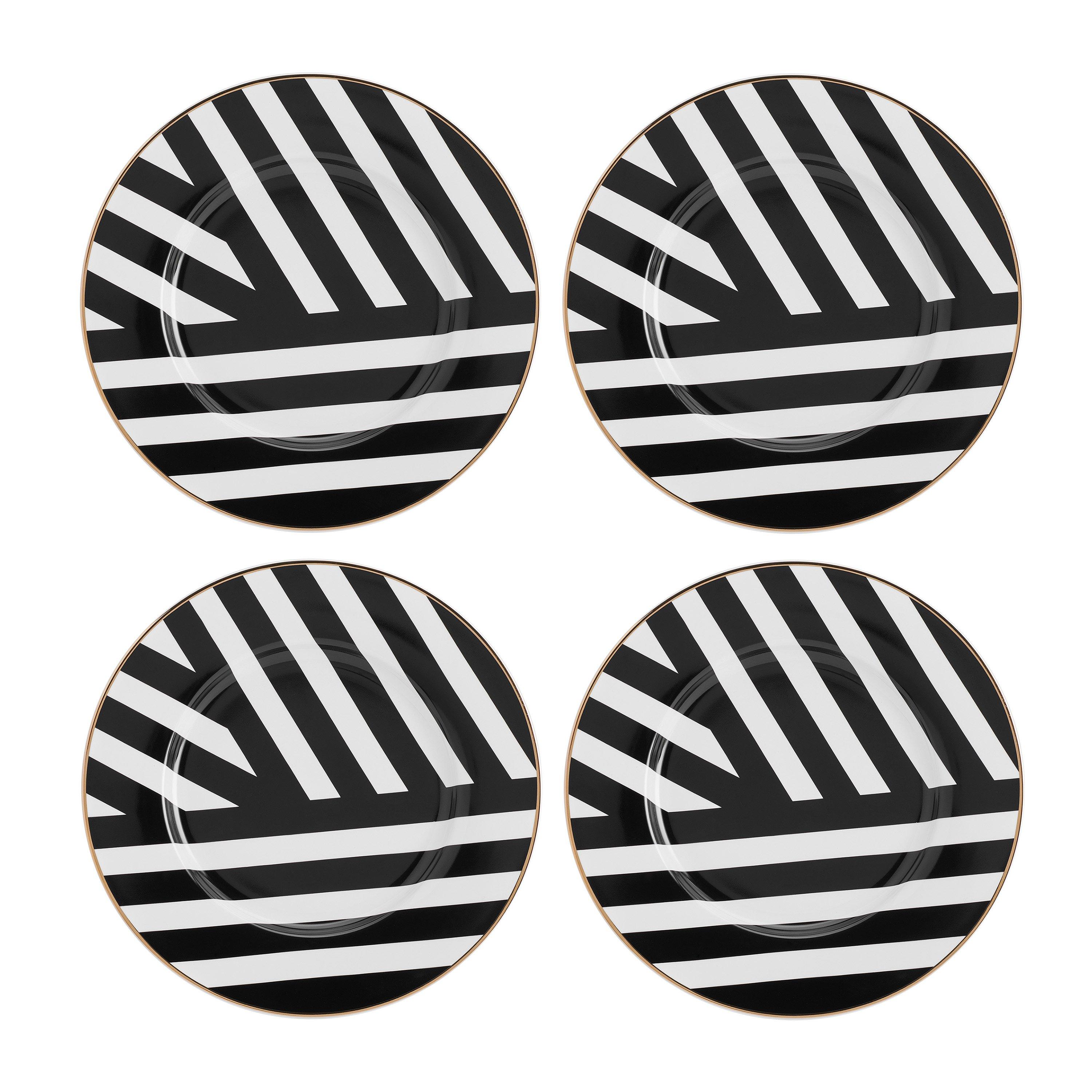 Black / White - Mikasa - Mikasa Luxe Deco China Side Plates, Set of 4 - 1