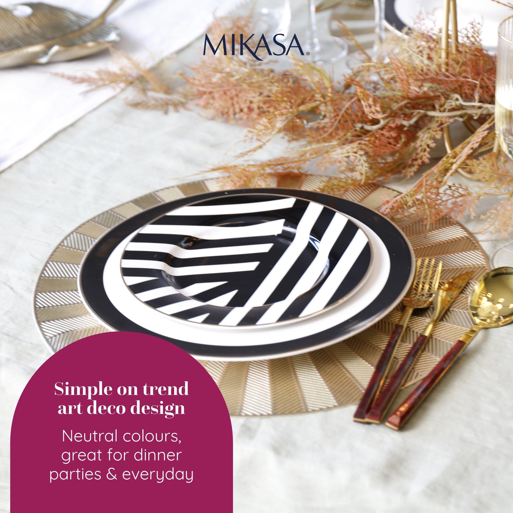 Black / White - Mikasa - Mikasa Luxe Deco China Side Plates, Set of 4 - 2