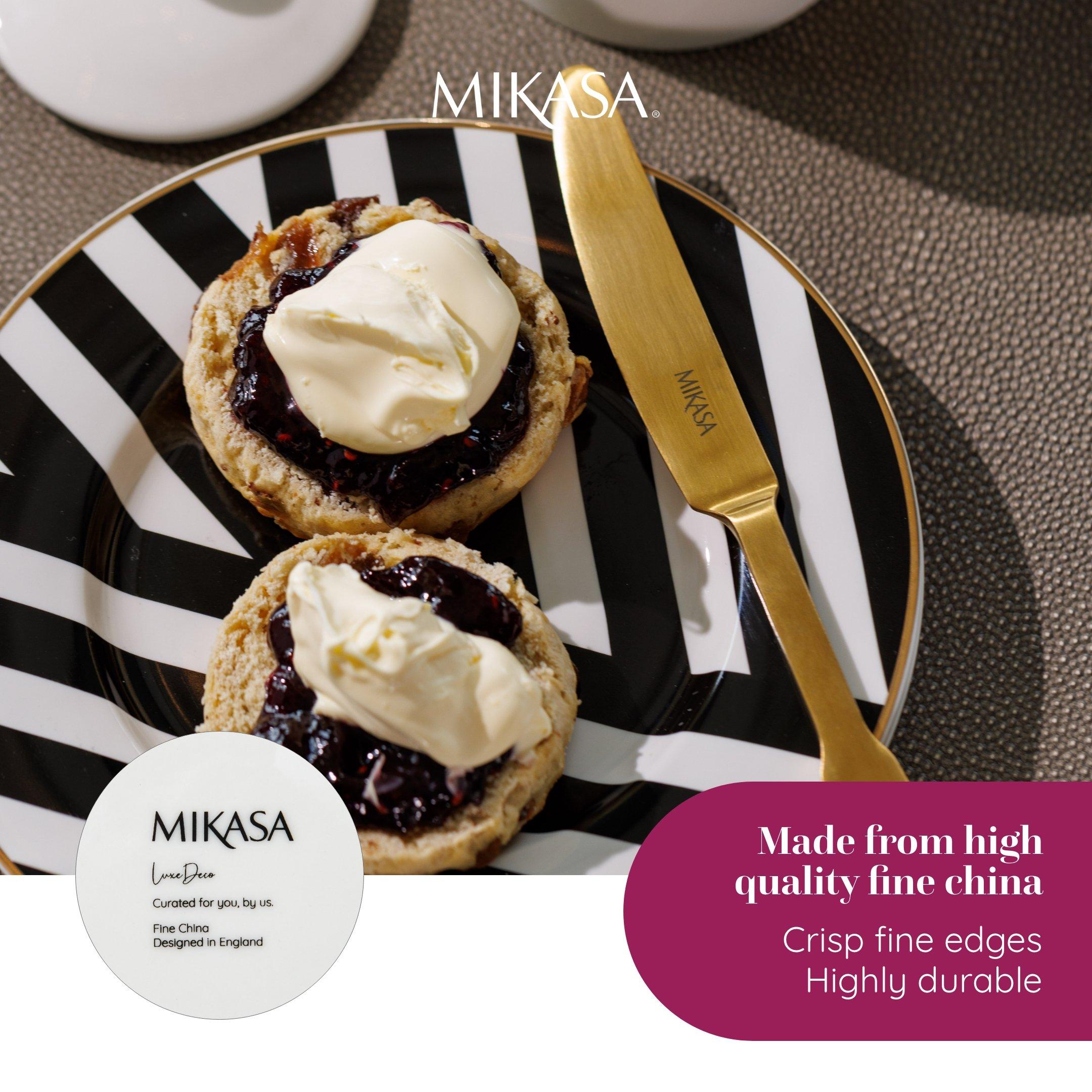 Black / White - Mikasa - Mikasa Luxe Deco China Side Plates, Set of 4 - 3