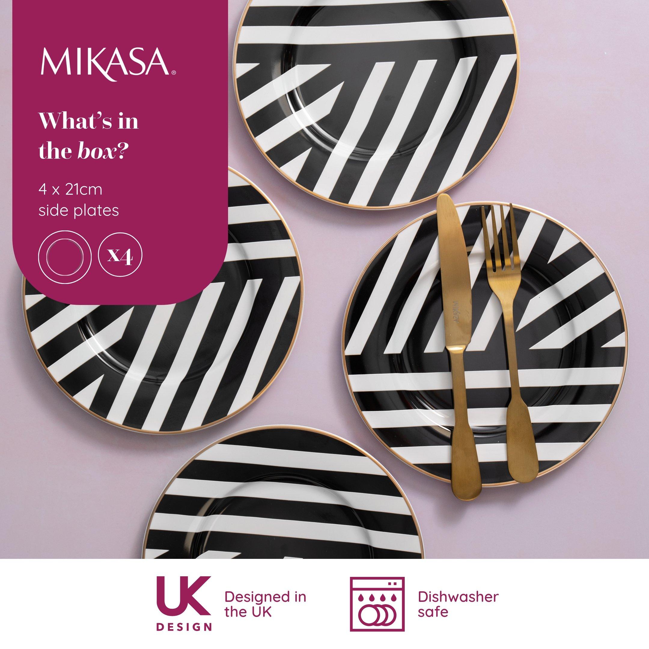 Black / White - Mikasa - Mikasa Luxe Deco China Side Plates, Set of 4 - 7