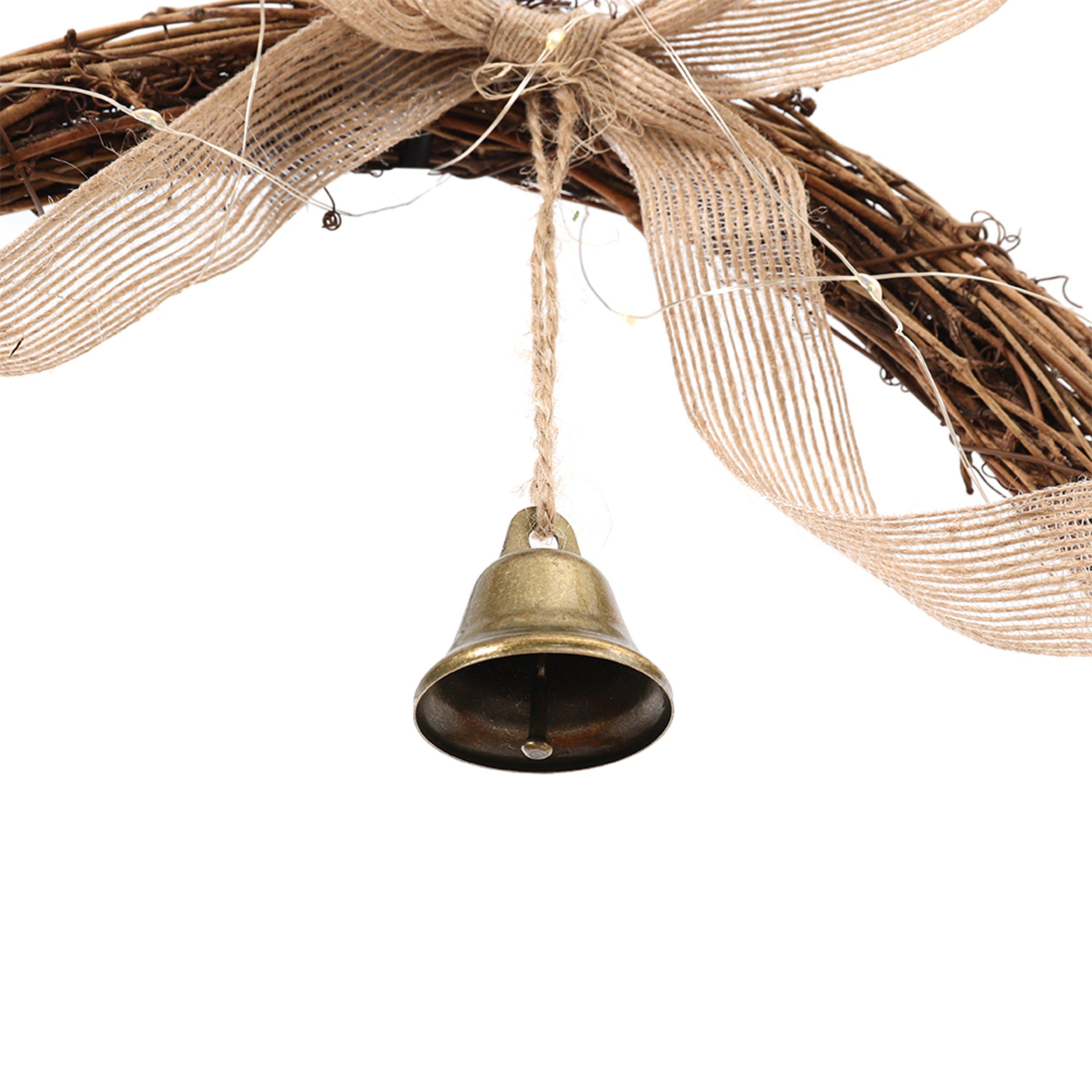 Orangeyellow - LIFE IDEAS - Artificial Pumpkin Maple Leaves Wreath with Bell - 6