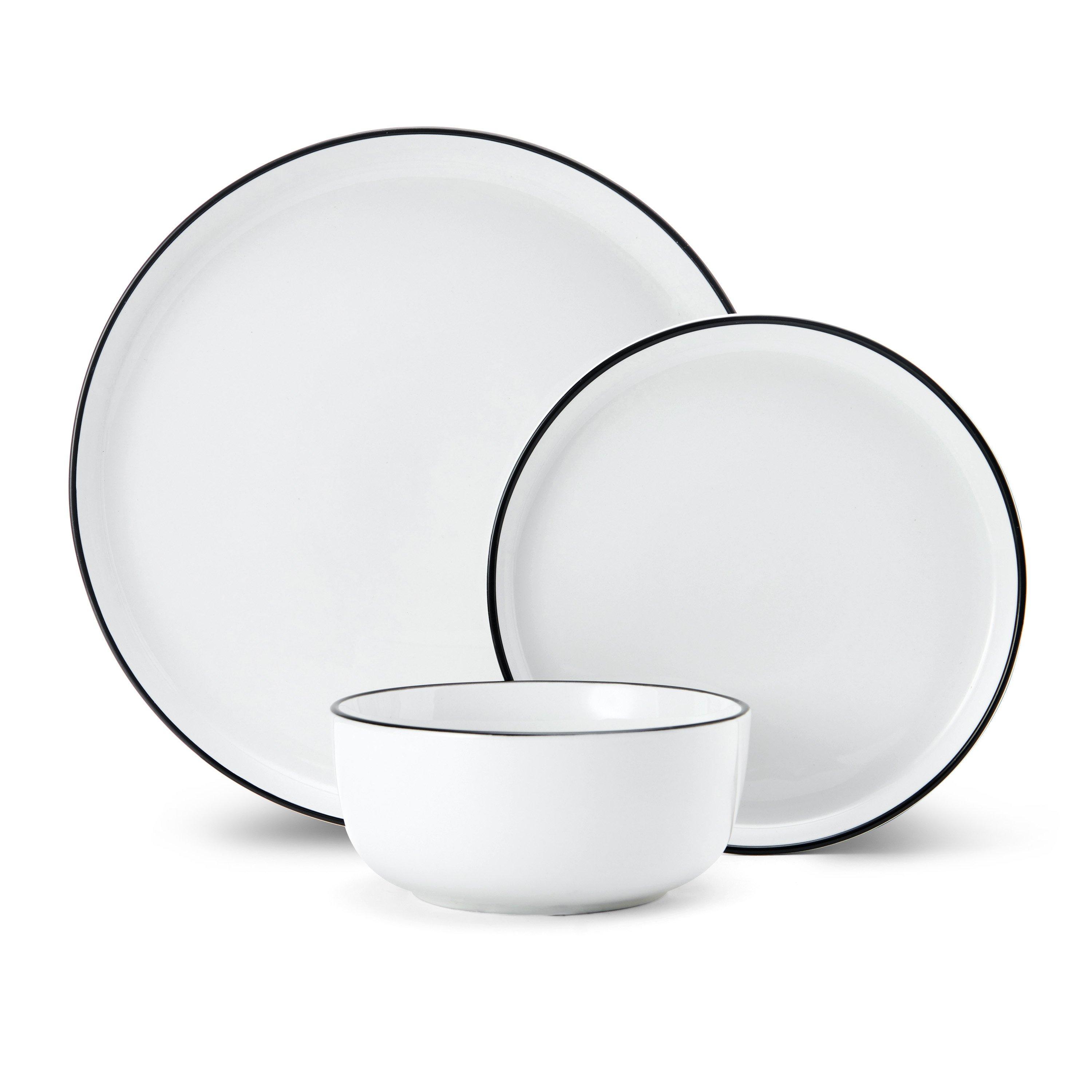 Mikasa Limestone 12pc Porcelain Dinner Set, White Dinner Service for 4 with Dinner Plates, Side Plates & Bowls | Gift Boxed & Dishwasher Safe - Image 9
