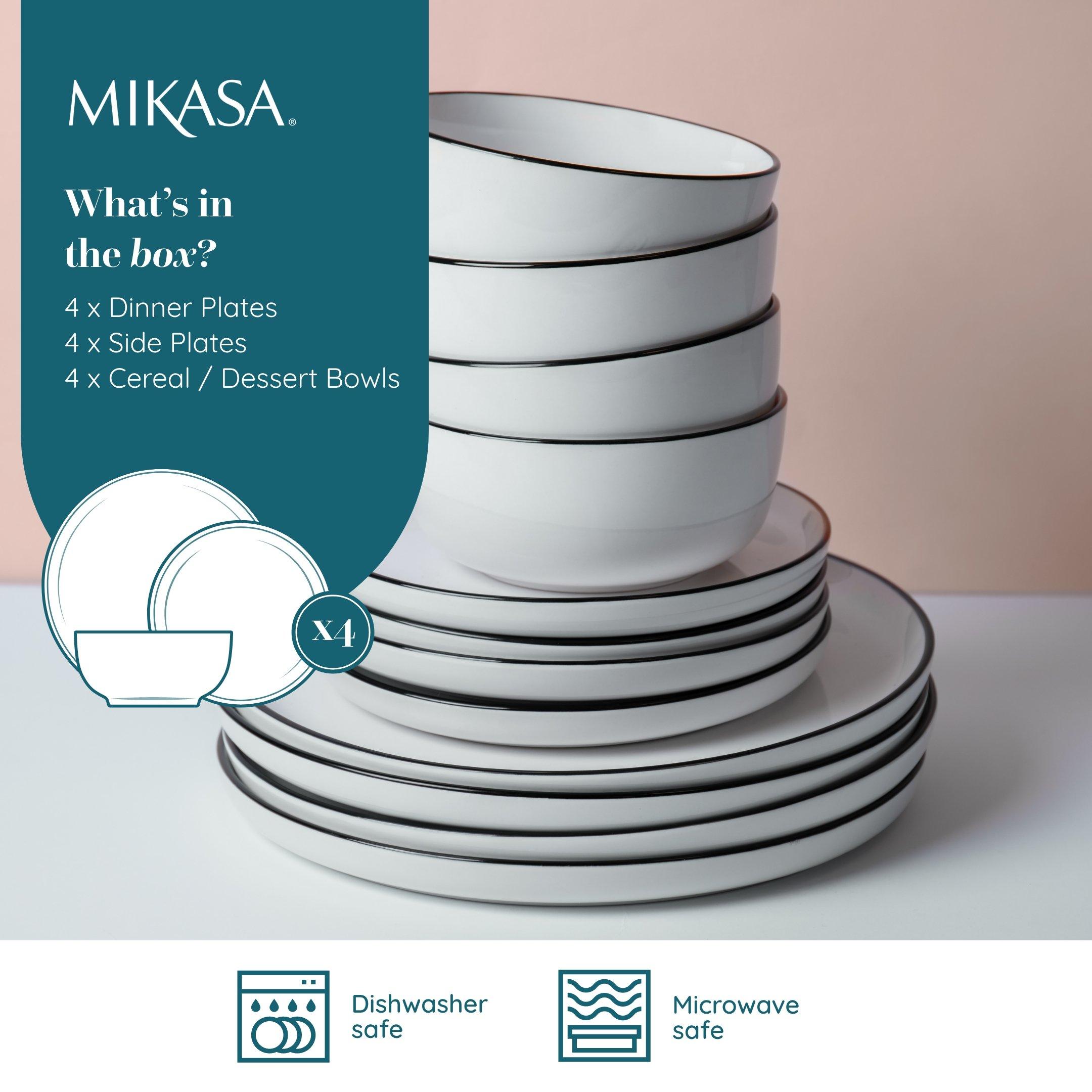 White - Mikasa - Mikasa Limestone 12pc Porcelain Dinner Set - 3