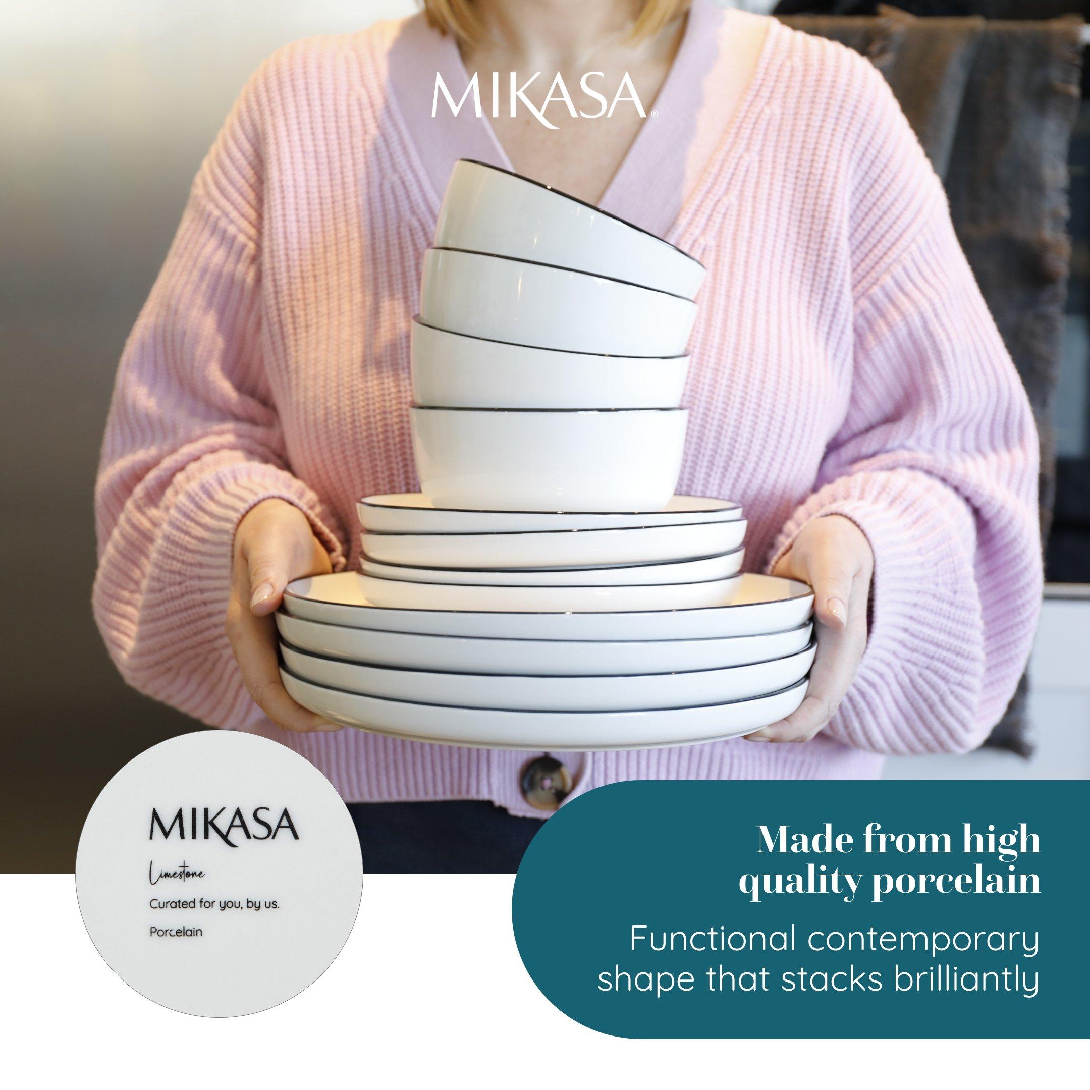 White - Mikasa - Mikasa Limestone 12pc Porcelain Dinner Set - 5