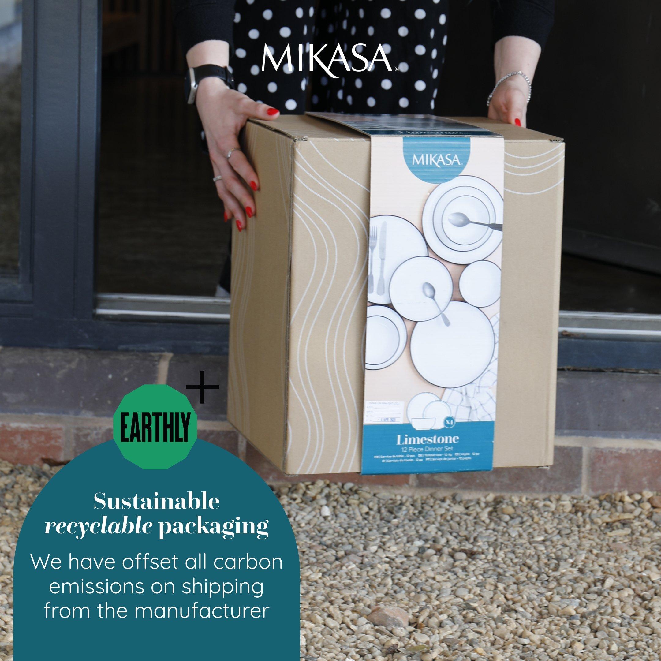 White - Mikasa - Mikasa Limestone 12pc Porcelain Dinner Set - 8