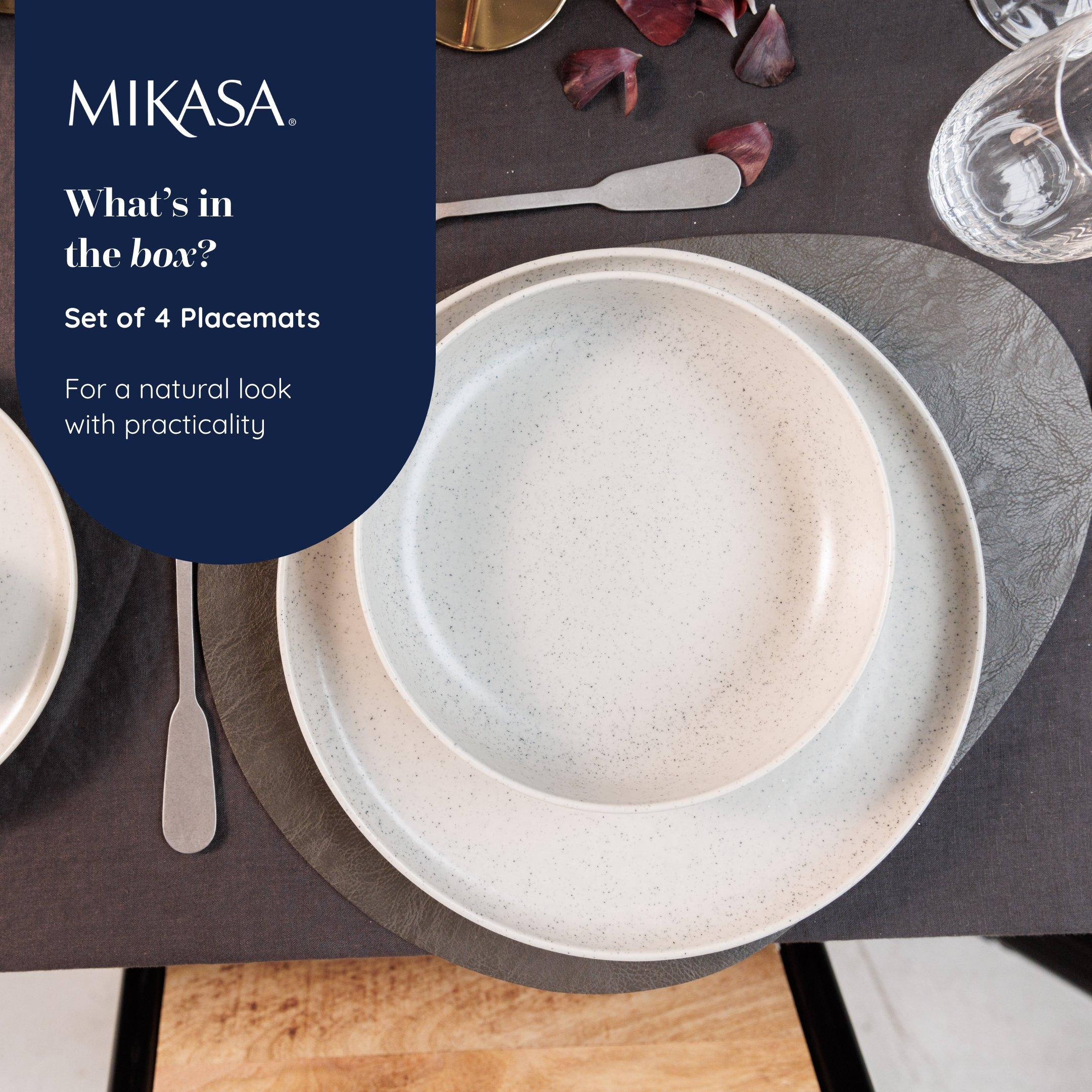 Grey - Mikasa - Mikasa Pebble-Shaped Faux-Leather Placemats - 2