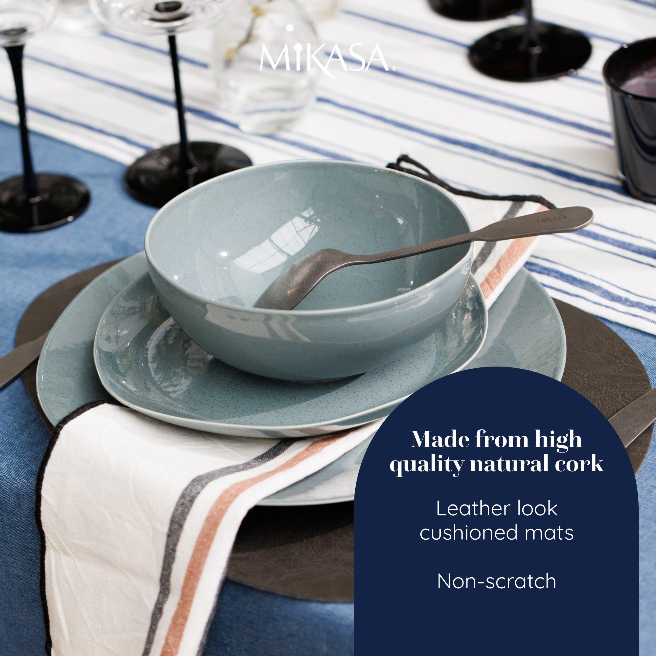 Grey - Mikasa - Mikasa Pebble-Shaped Faux-Leather Placemats - 3