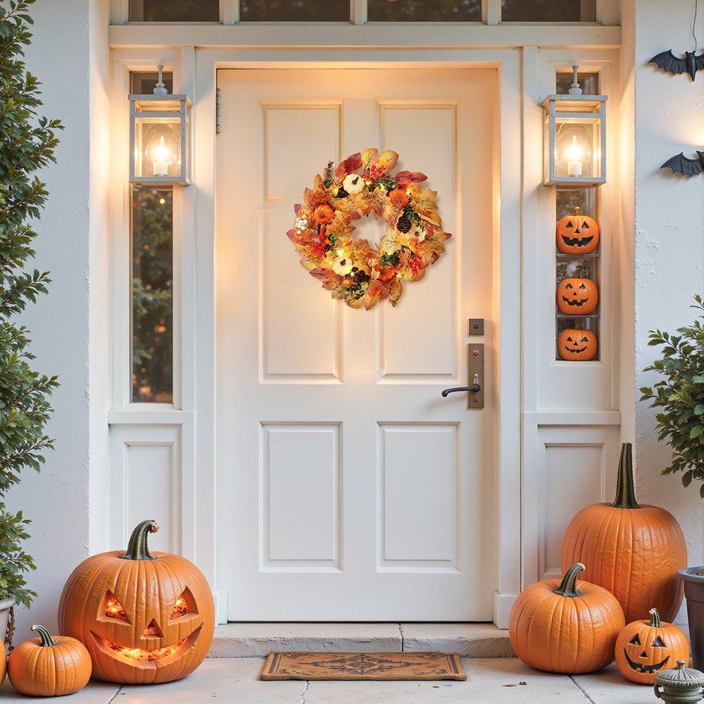 Life Ideas  Fall Wreath Front Door Wreath - Orangeyellow